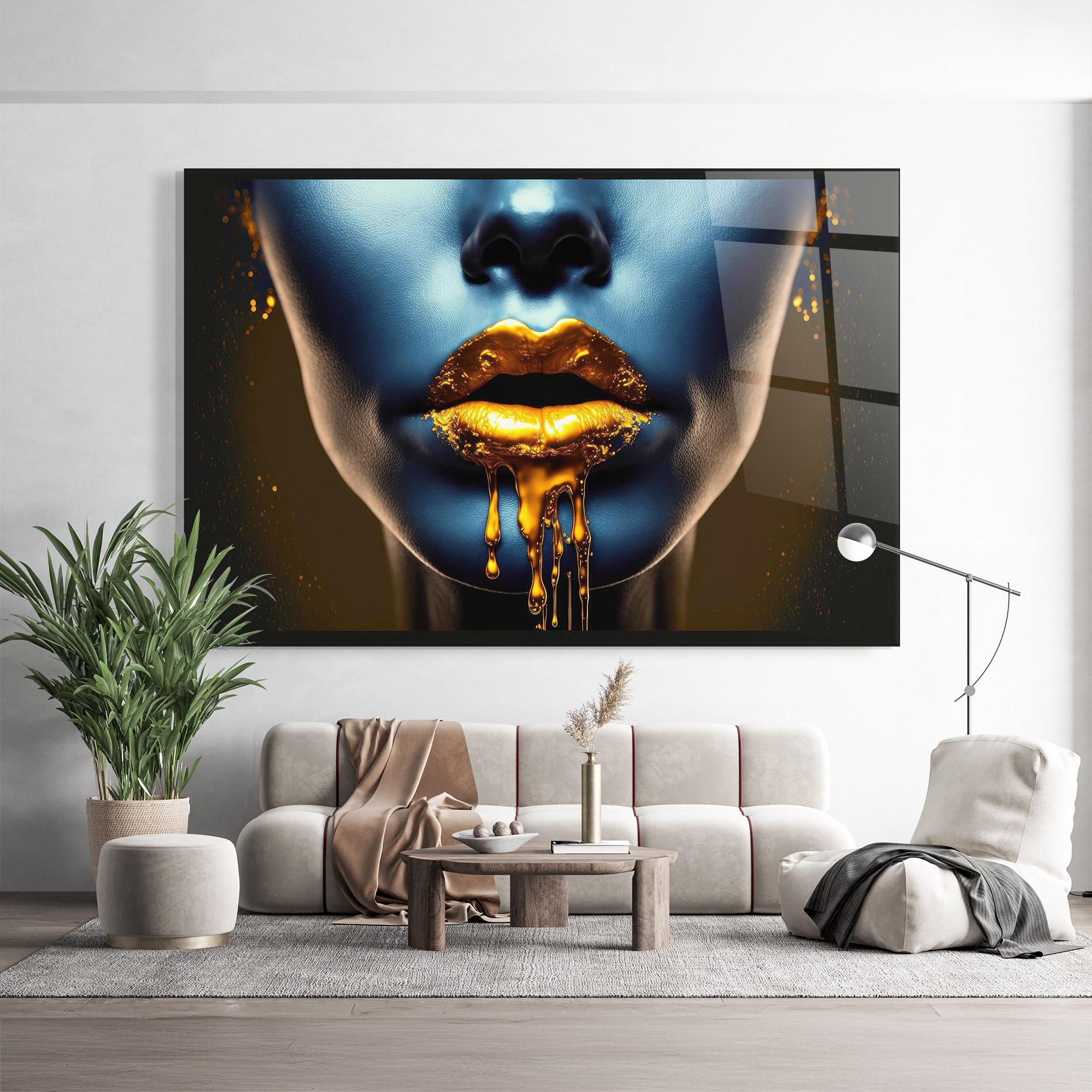 Üvegkép Gold Liquid Blue mockup 9