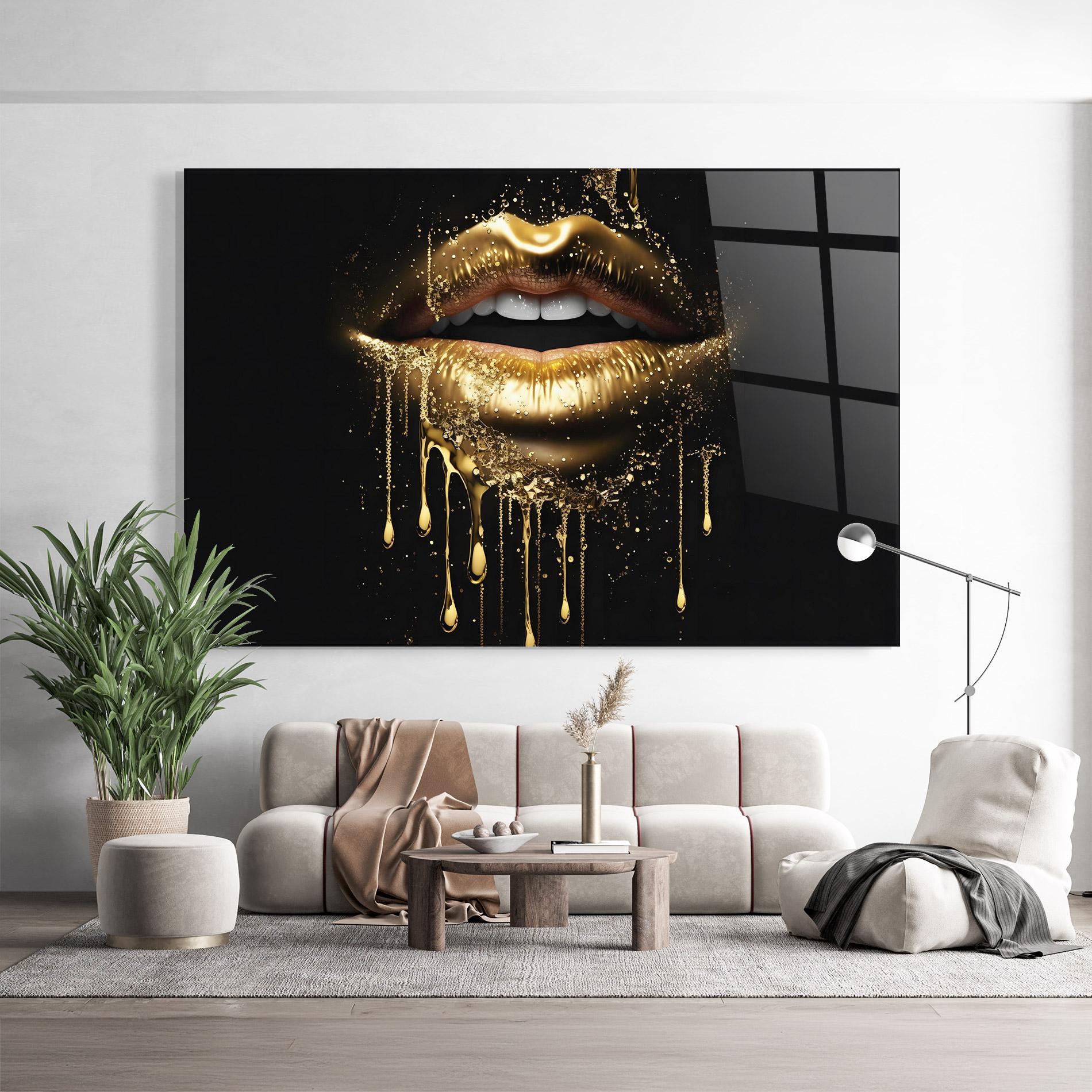 Üvegkép Golden Luxury Lips mockup 9