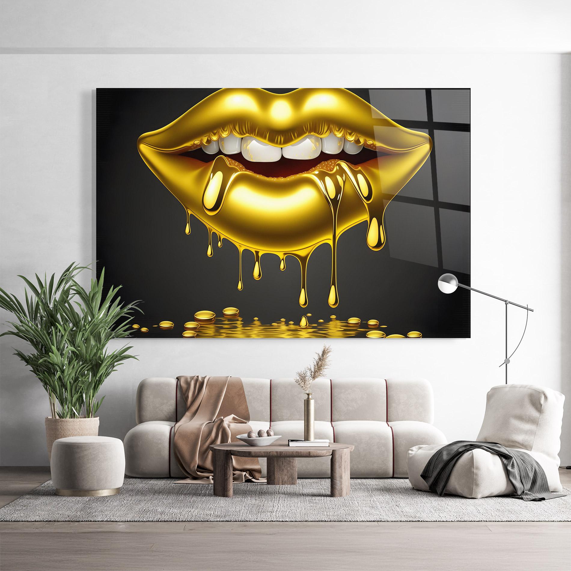 Üvegkép Pop Gold Lips mockup 9
