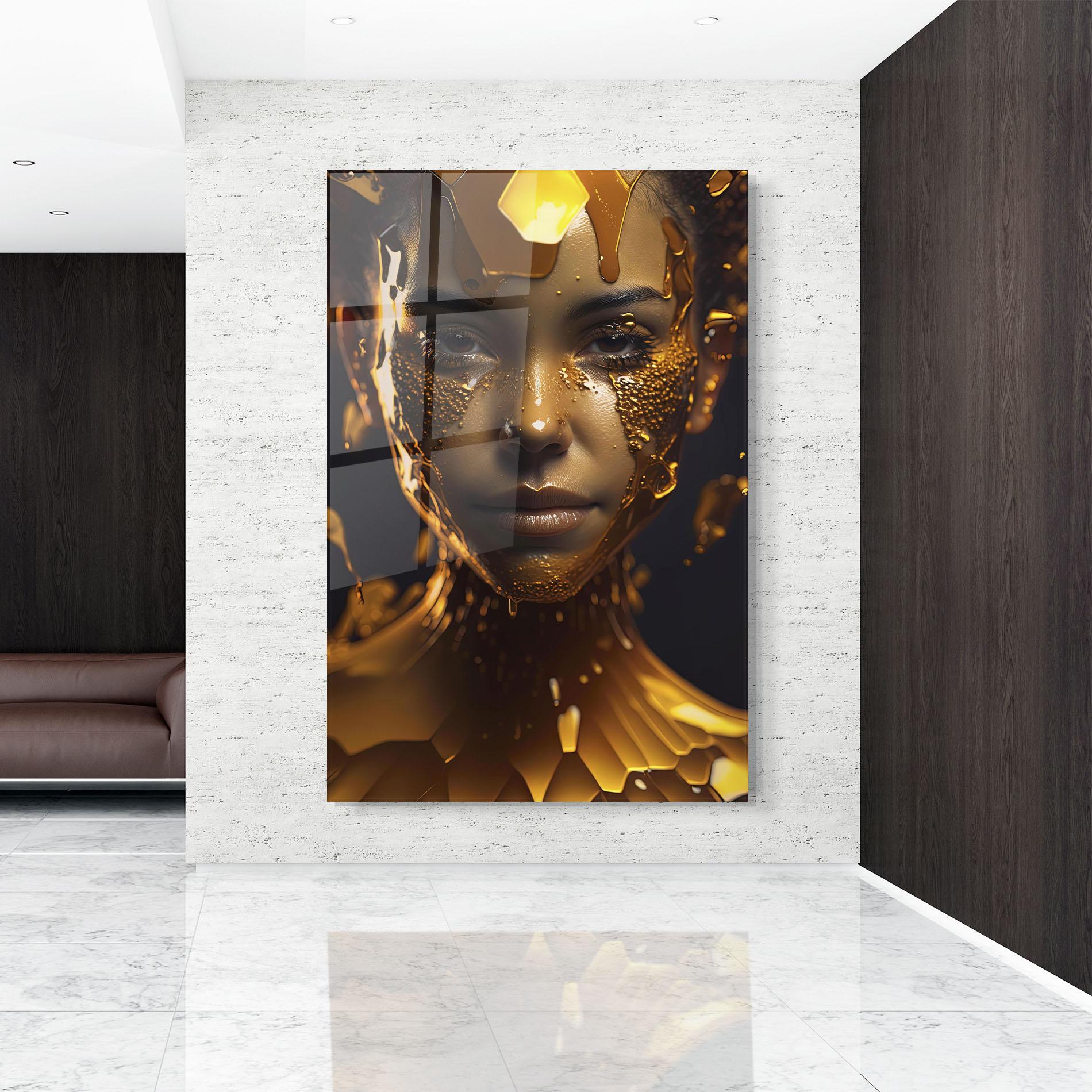 Üvegkép Gold Honeycomb Girl mockup 9