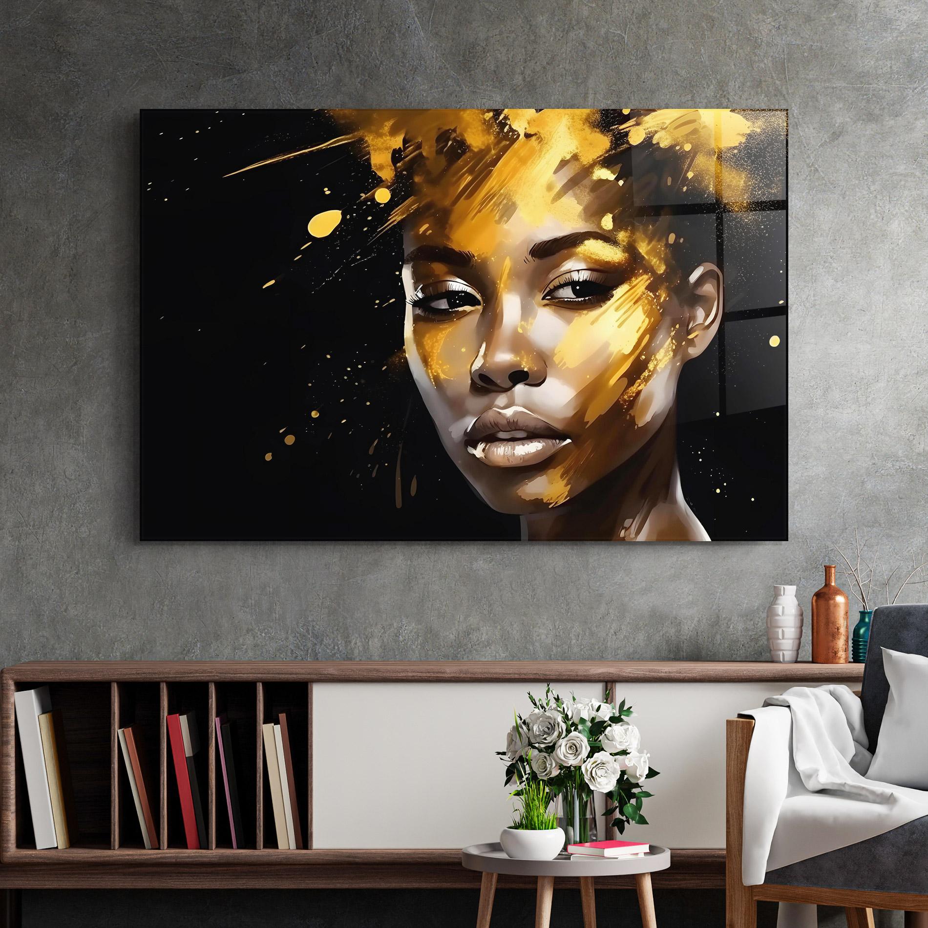 Üvegkép African Gold Woman mockup 2