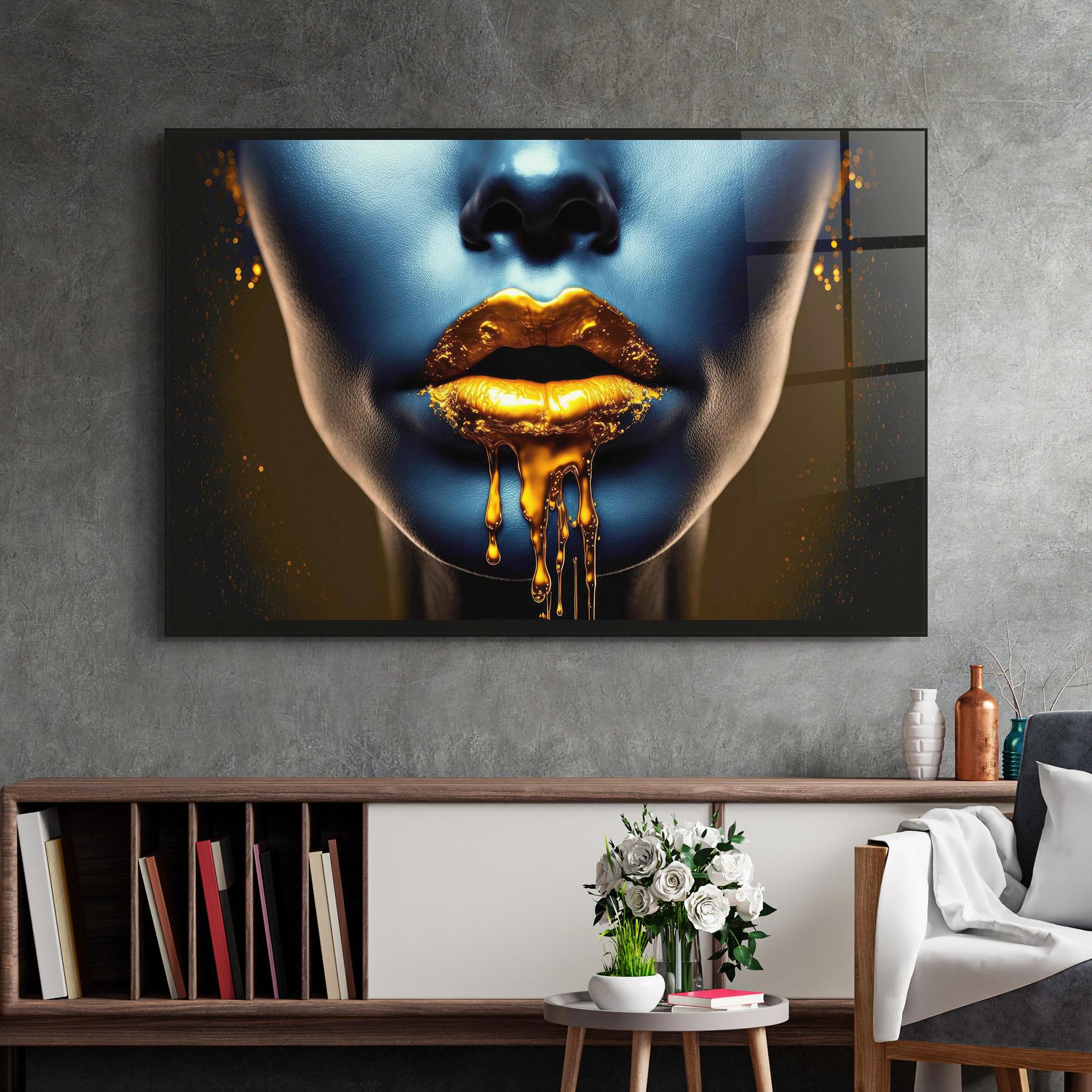Üvegkép Gold Liquid Blue mockup 2
