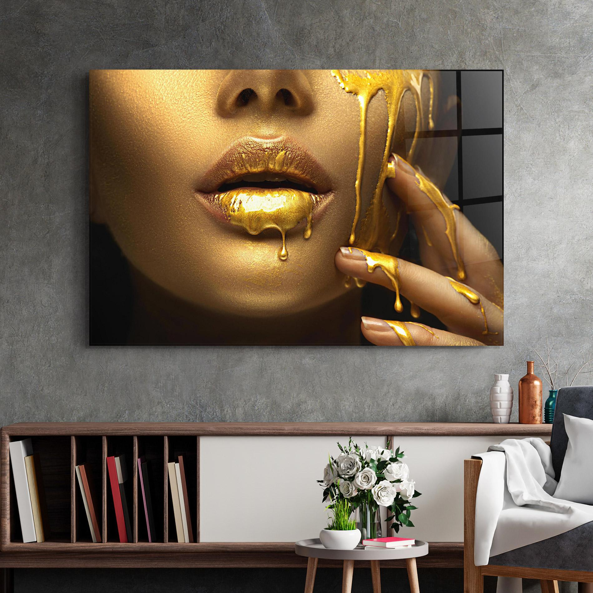 Üvegkép Golden Lips mockup 2