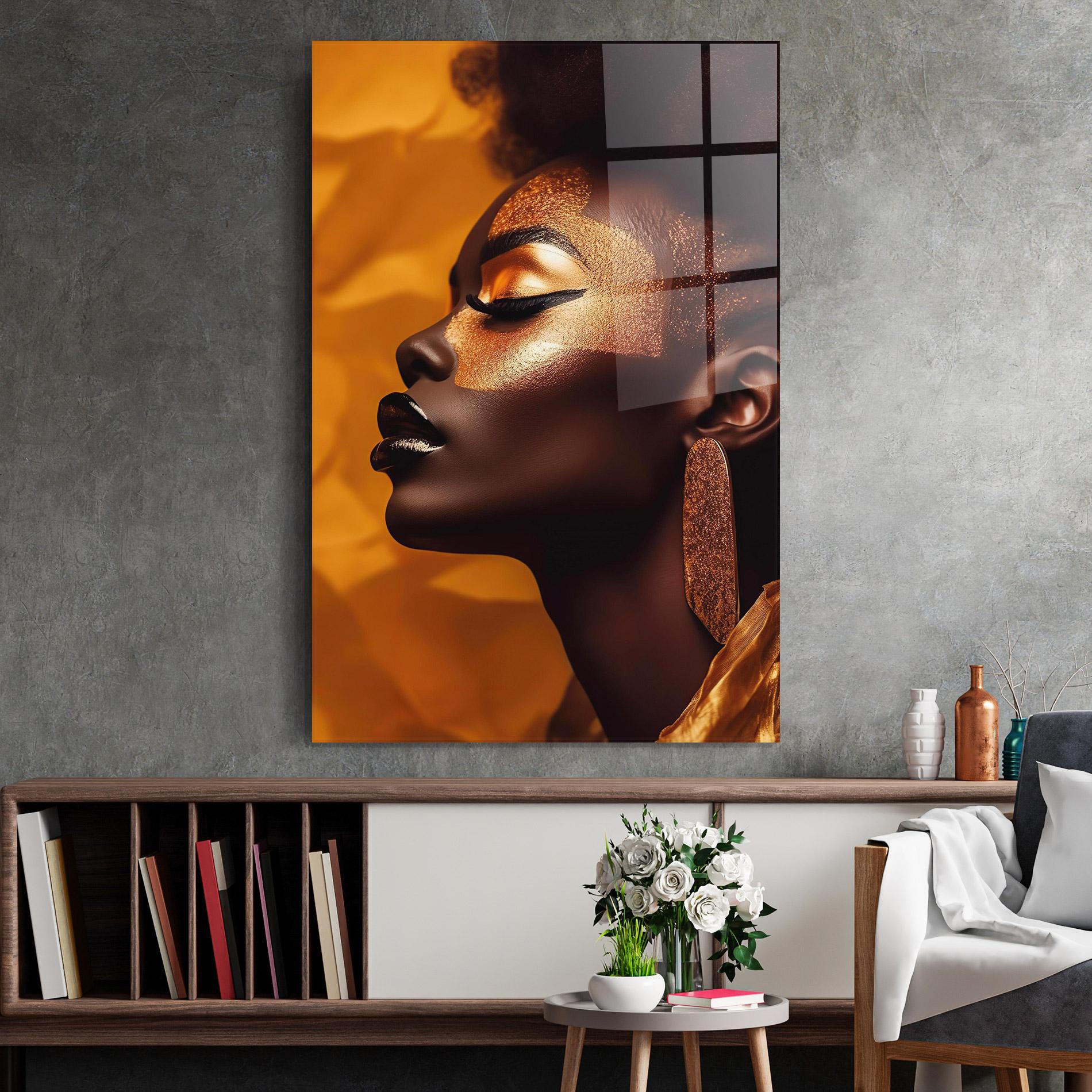 Üvegkép Fashion Gold Portrait mockup 2