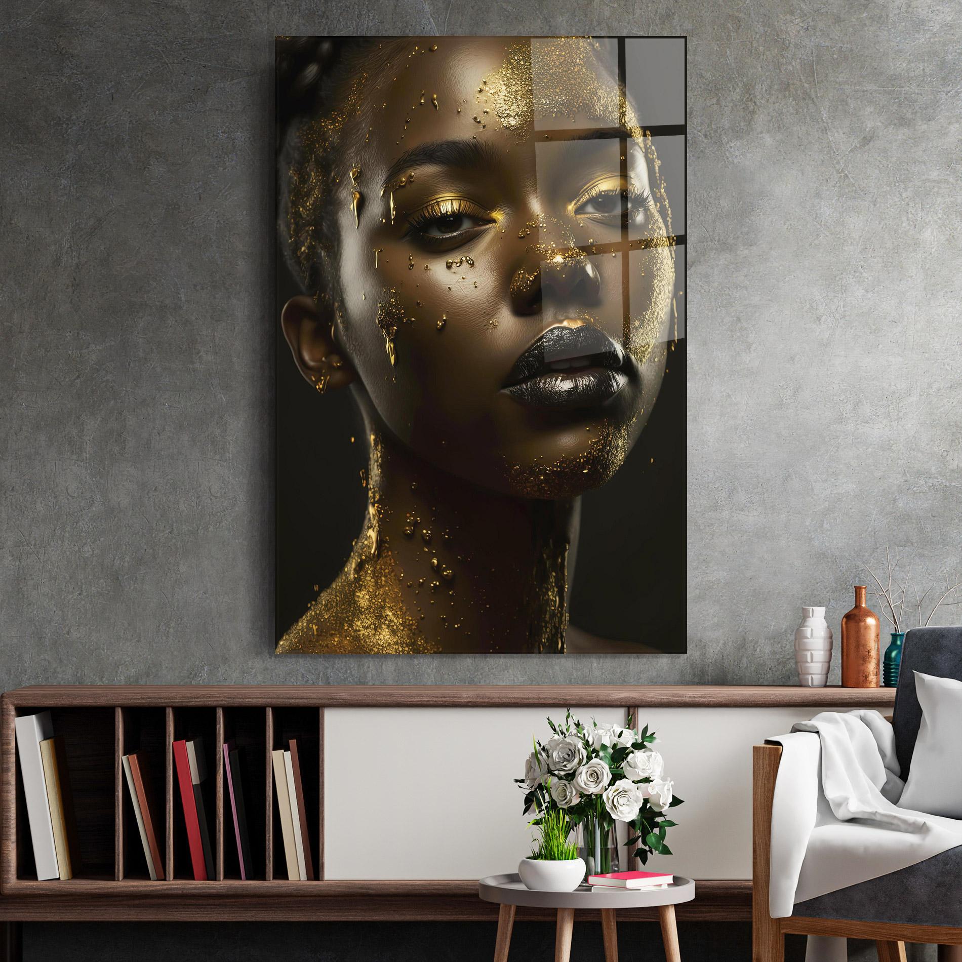 Üvegkép Gold Sparkling Woman mockup 2