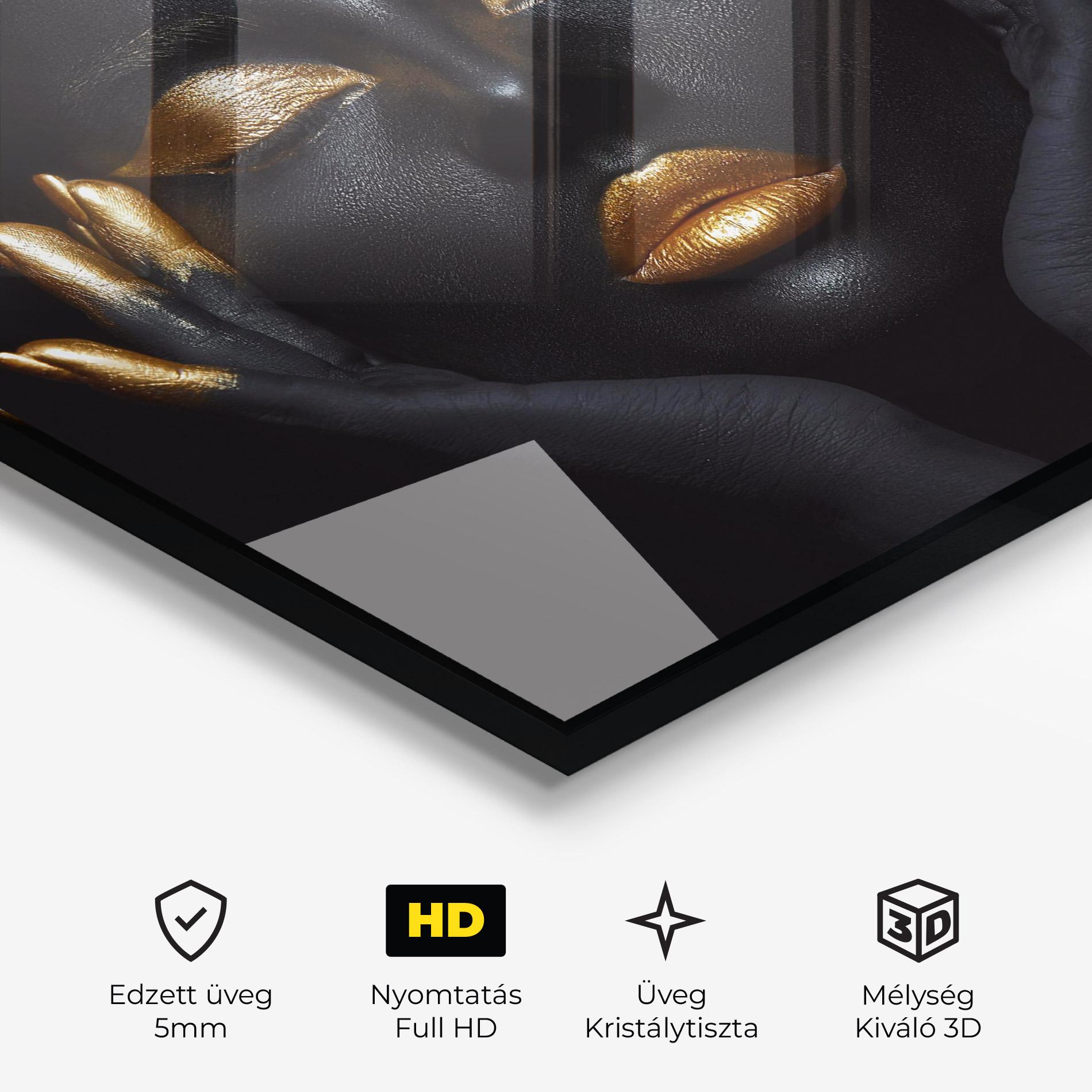 Üvegkép Fingertips Gold Makeup mockup 3