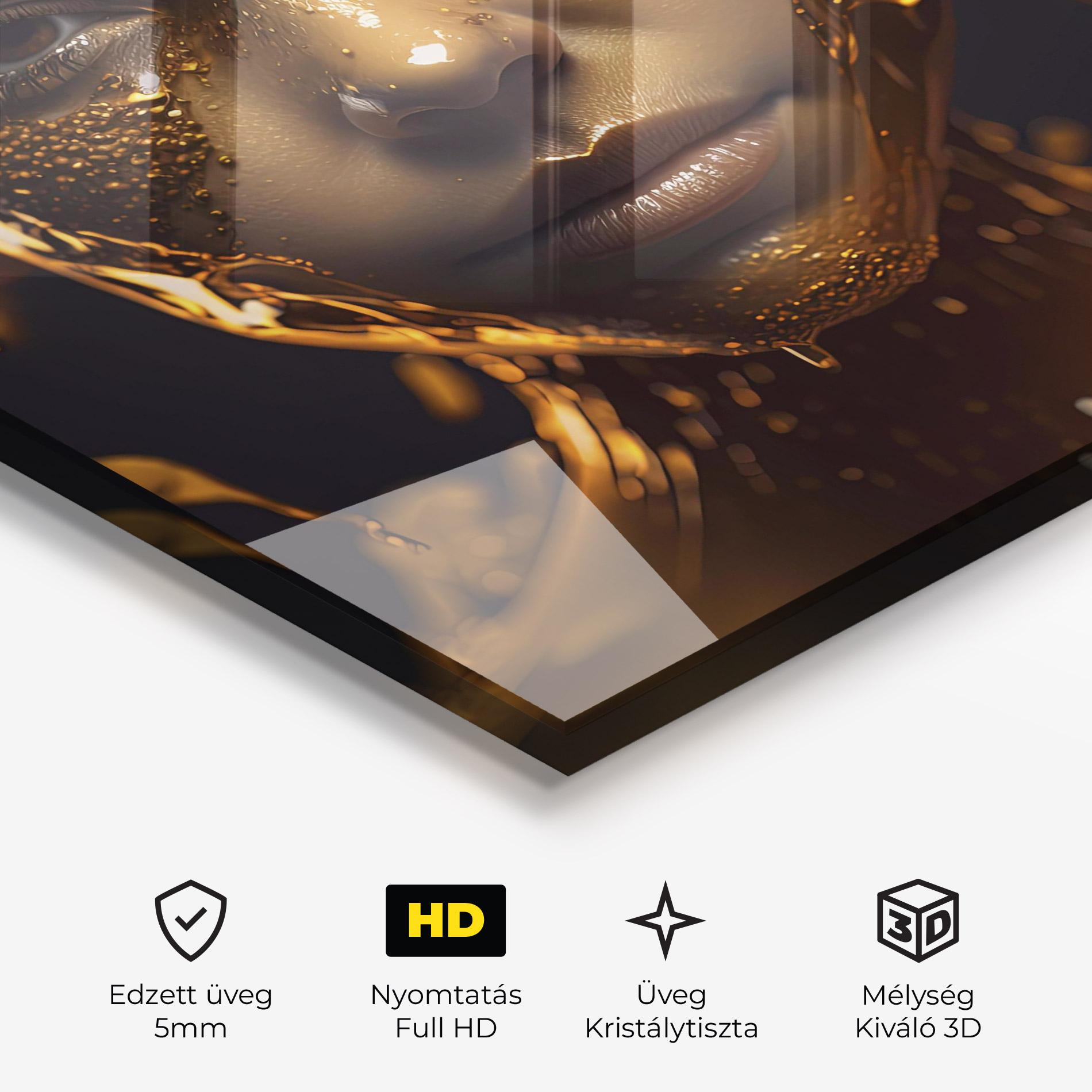Üvegkép Gold Honeycomb Girl mockup 3