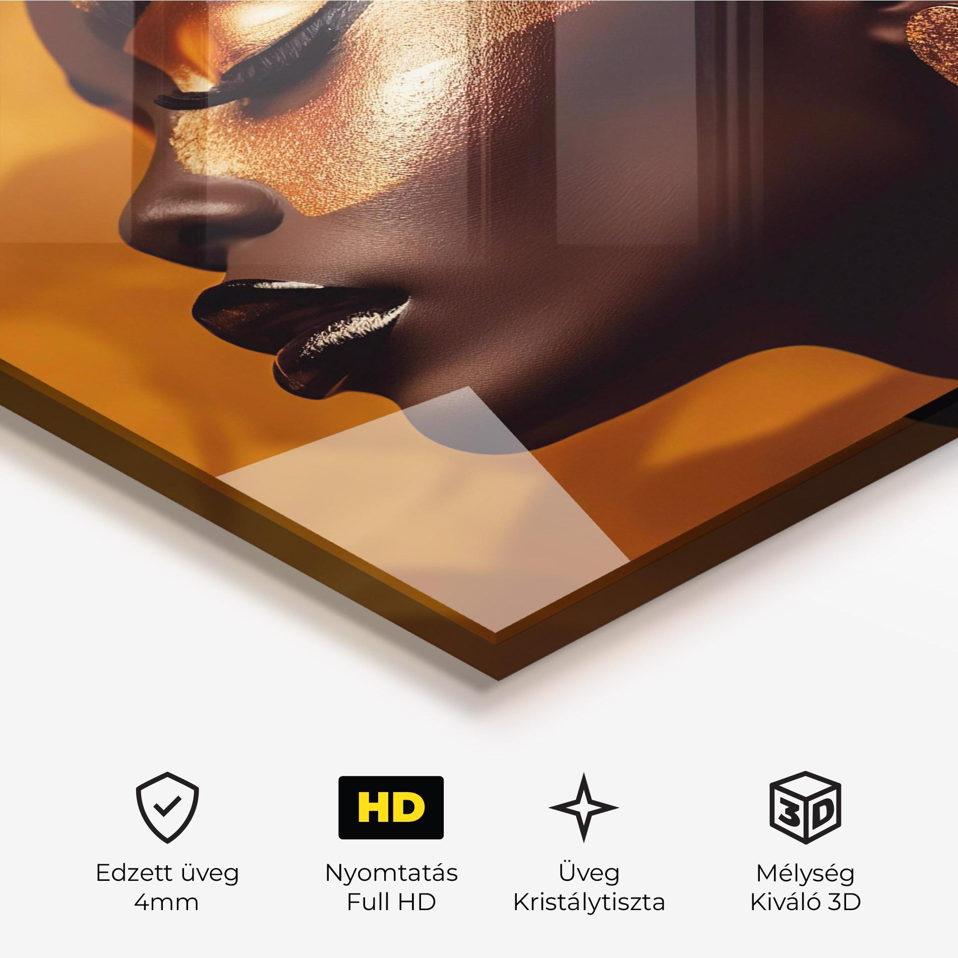 Üvegkép Fashion Gold Portrait mockup 3