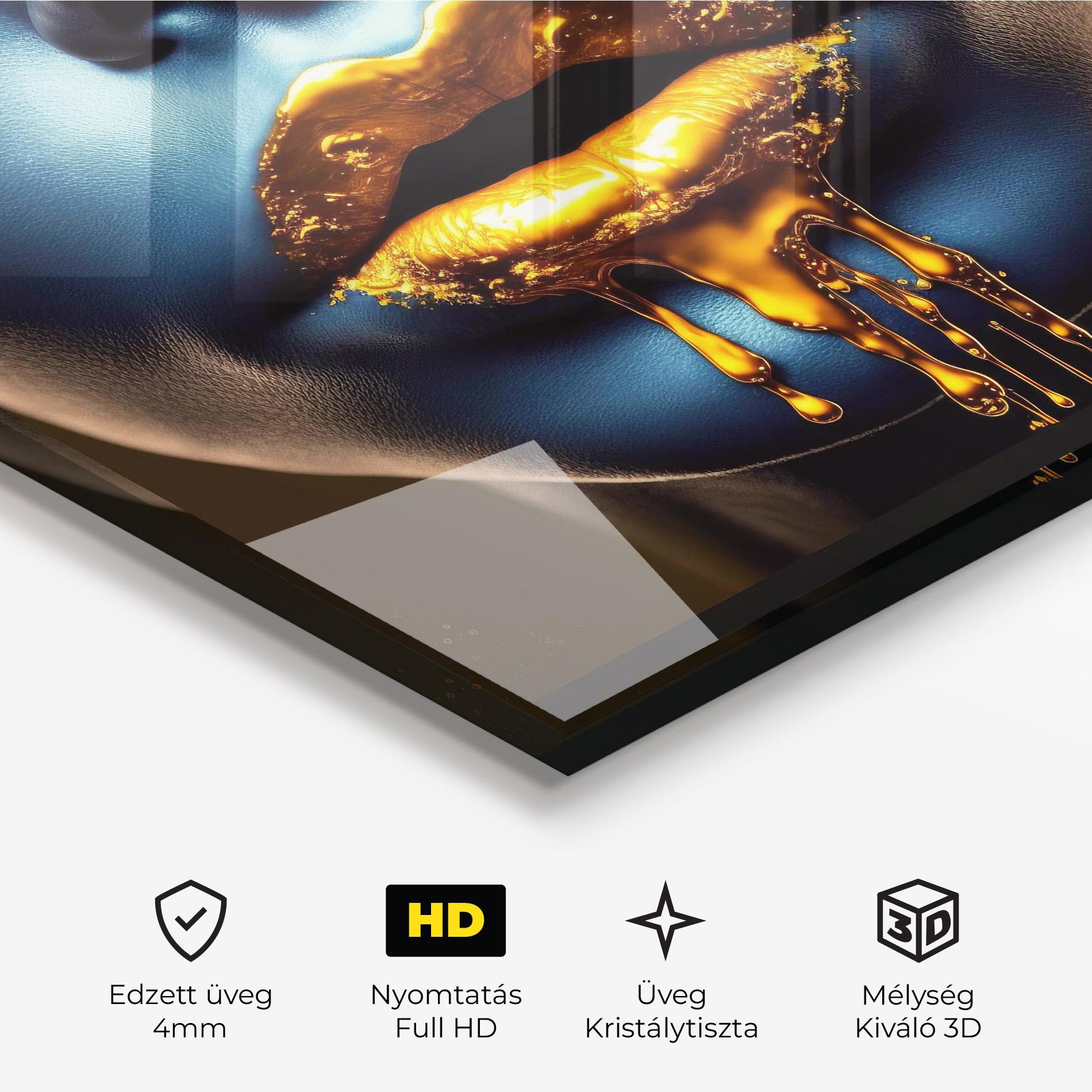 Üvegkép Gold Liquid Blue mockup 3
