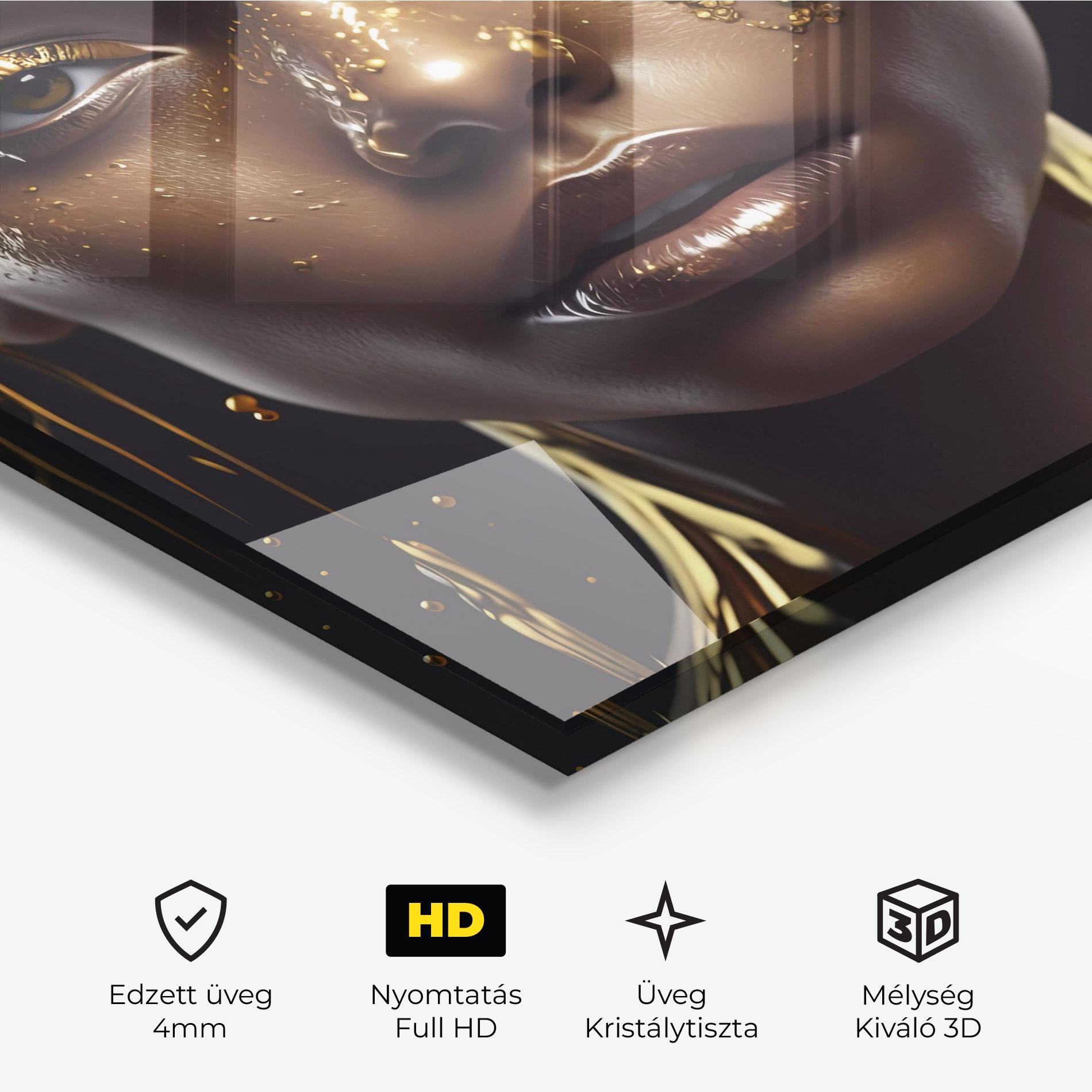 Üvegkép Gold Portrait Falling mockup 3