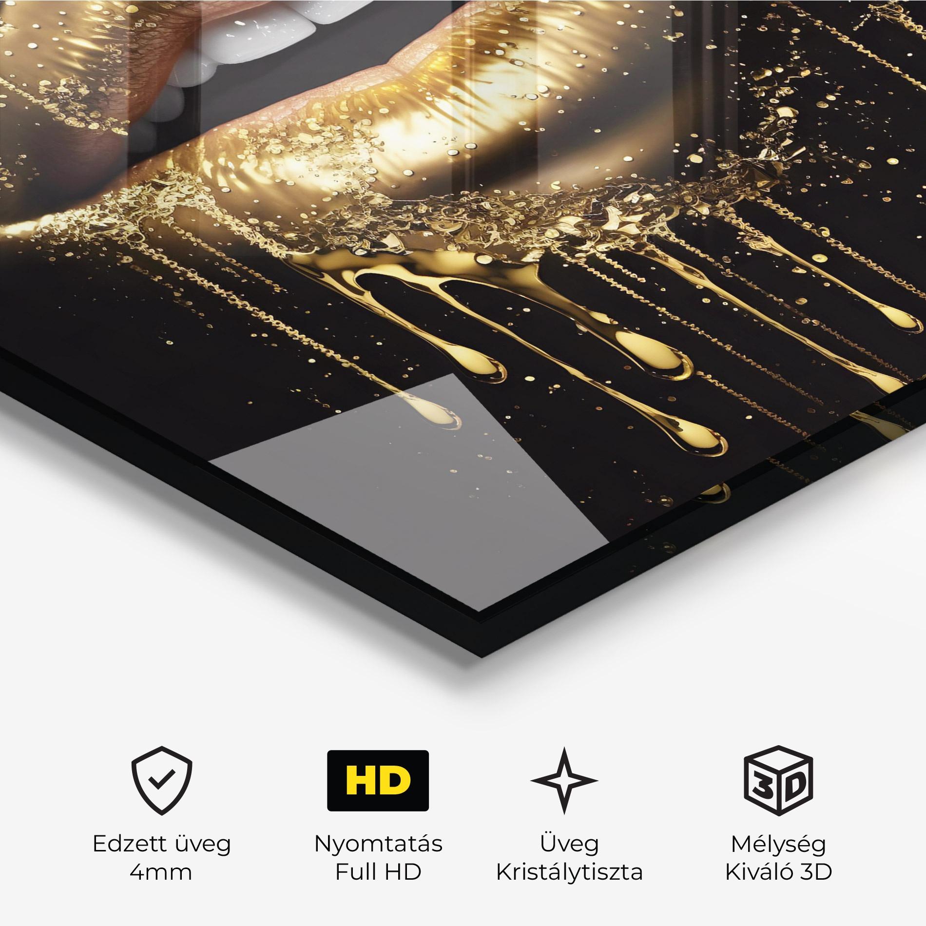 Üvegkép Golden Luxury Lips mockup 3
