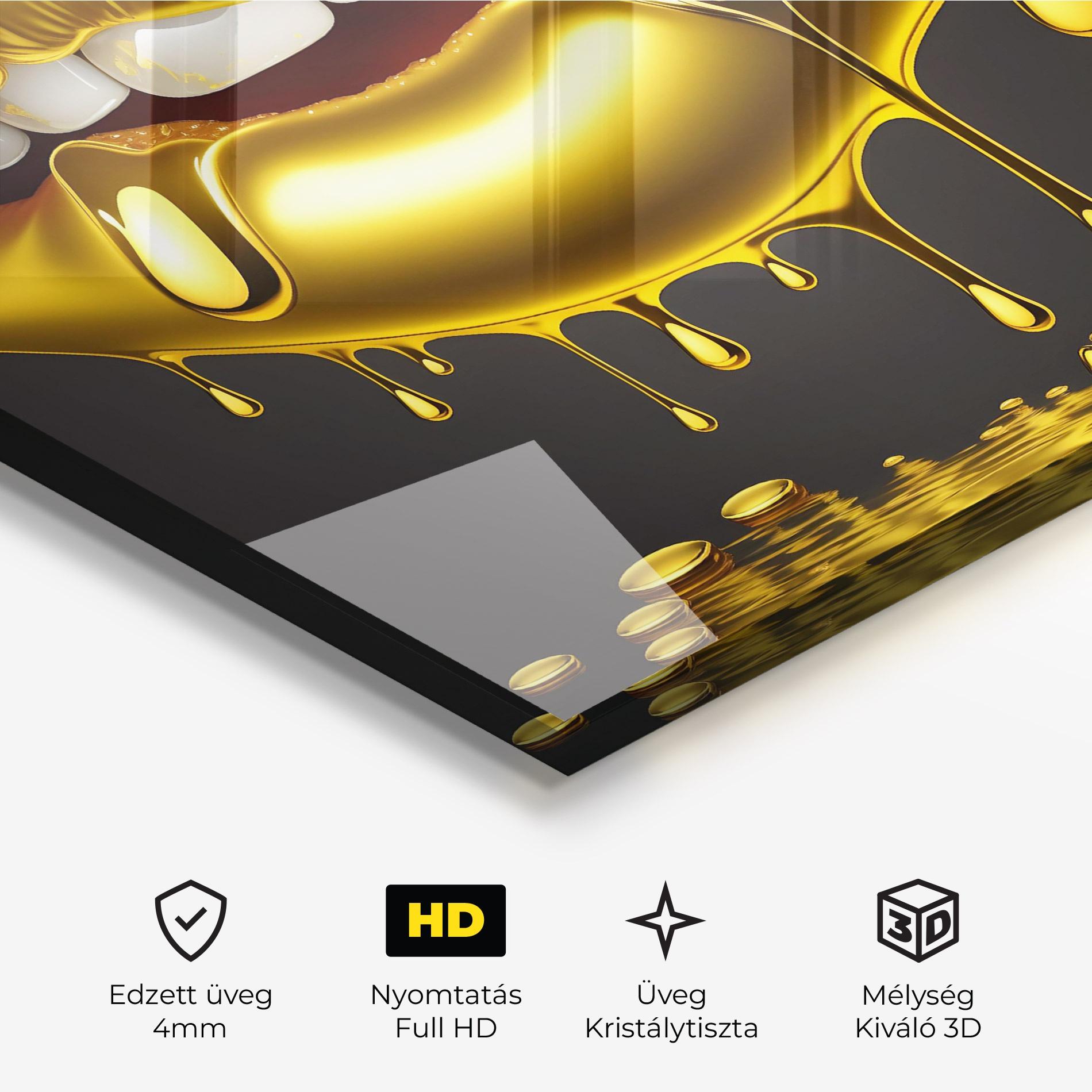 Üvegkép Pop Gold Lips mockup 3