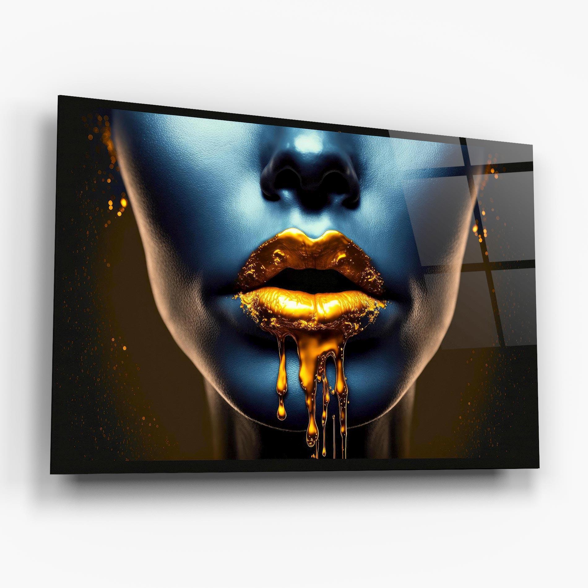 Üvegkép Gold Liquid Blue mockup 6