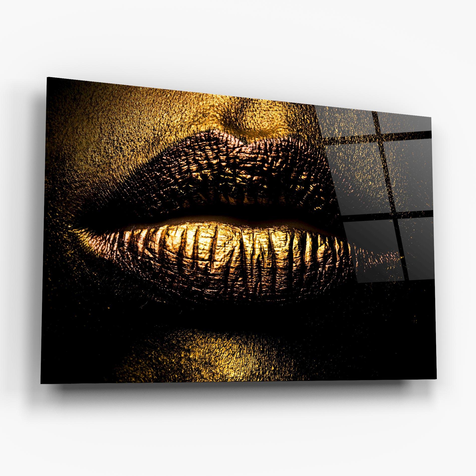 Üvegkép Gold Metal Lips mockup 6