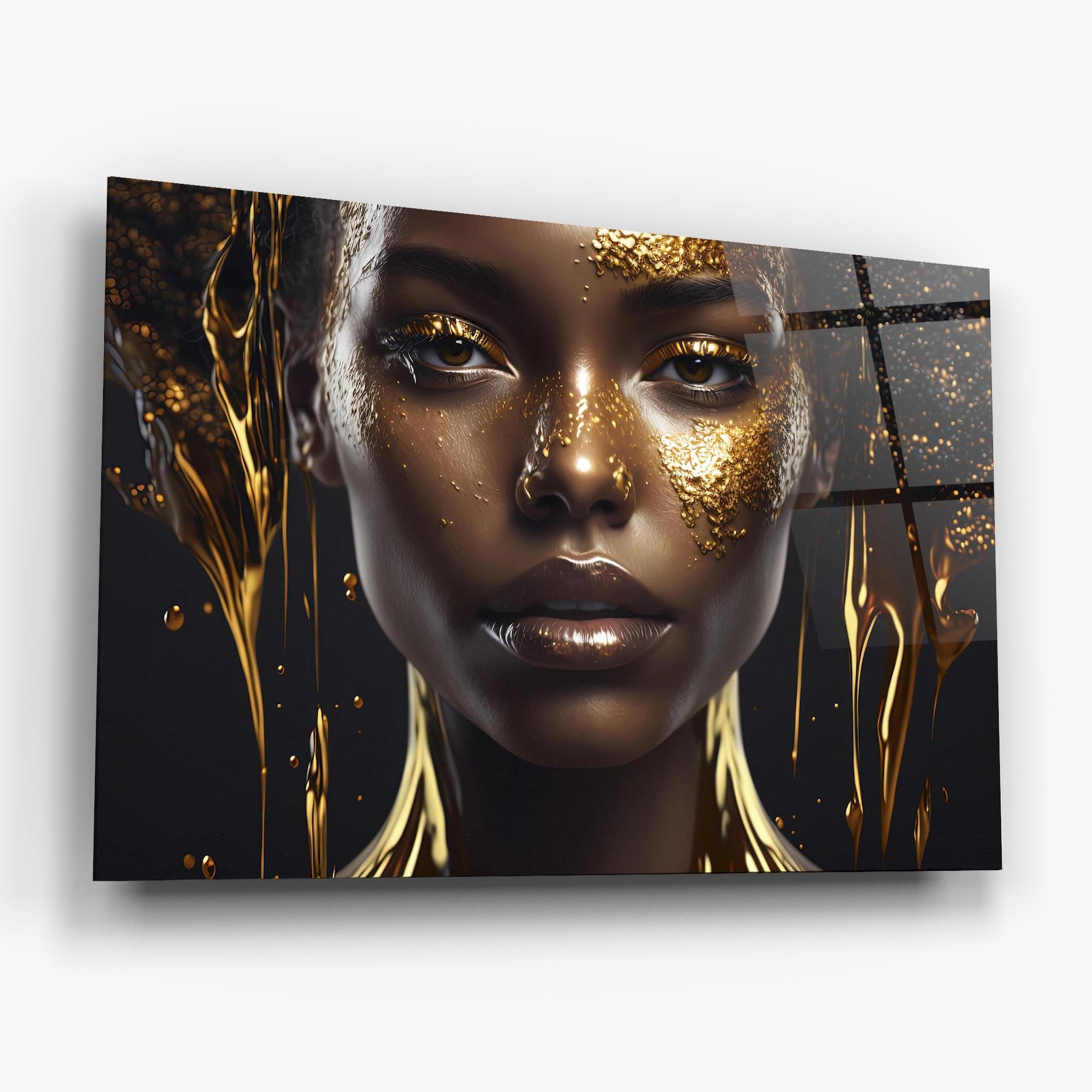 Üvegkép Gold Portrait Falling mockup 6