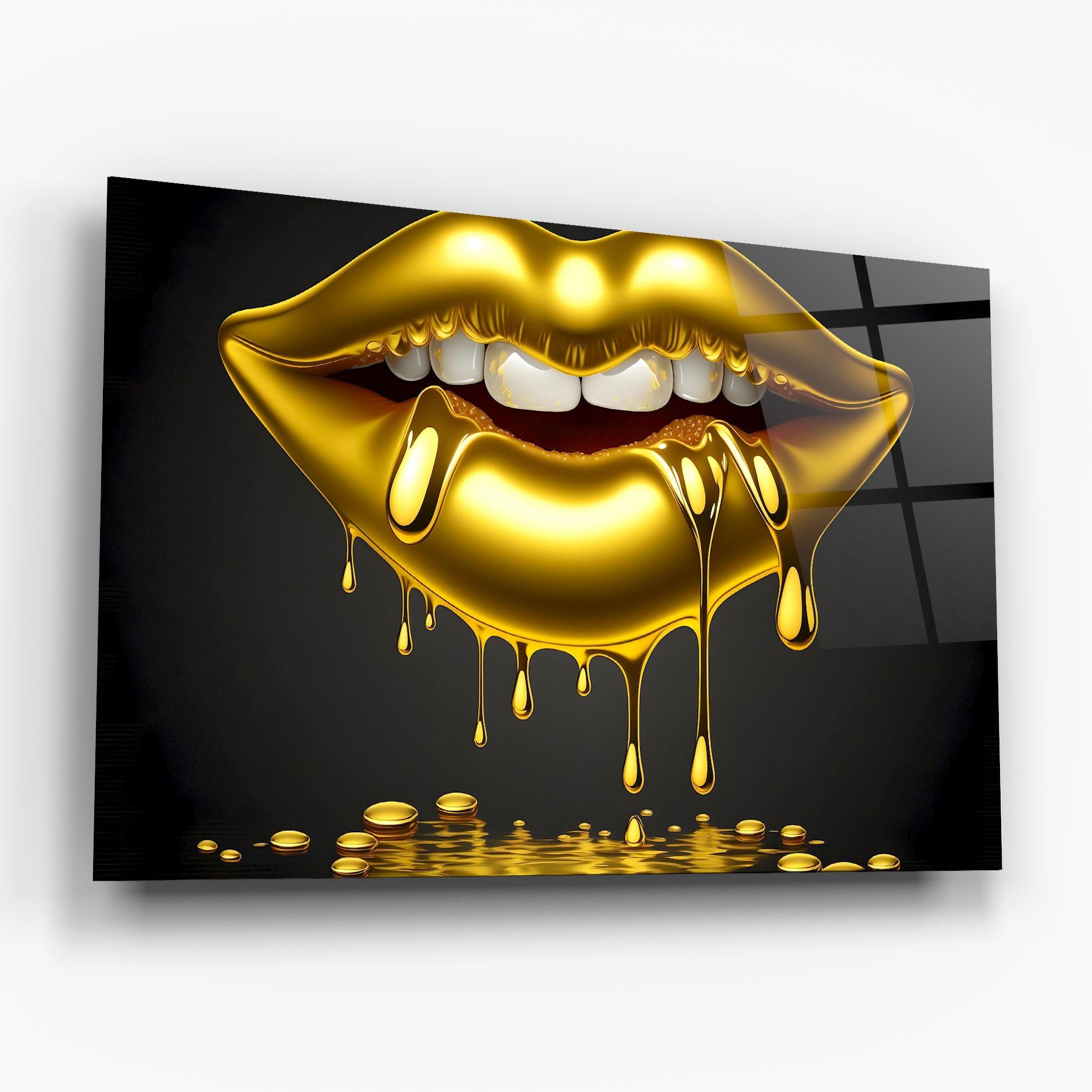 Üvegkép Pop Gold Lips mockup 6