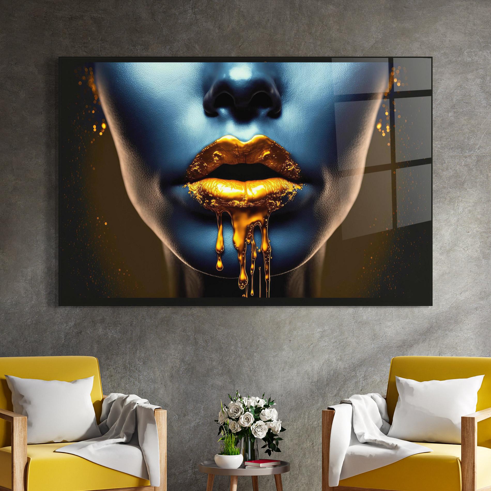 Üvegkép Gold Liquid Blue mockup 4