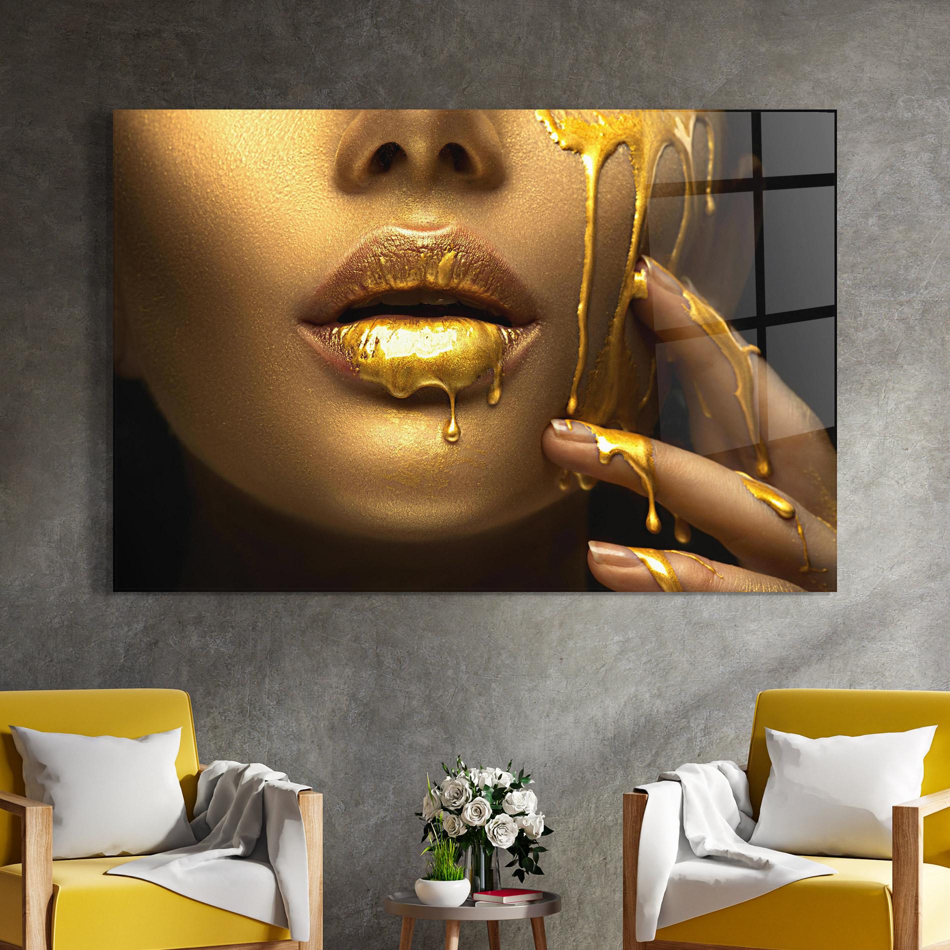 Üvegkép Golden Lips mockup 4