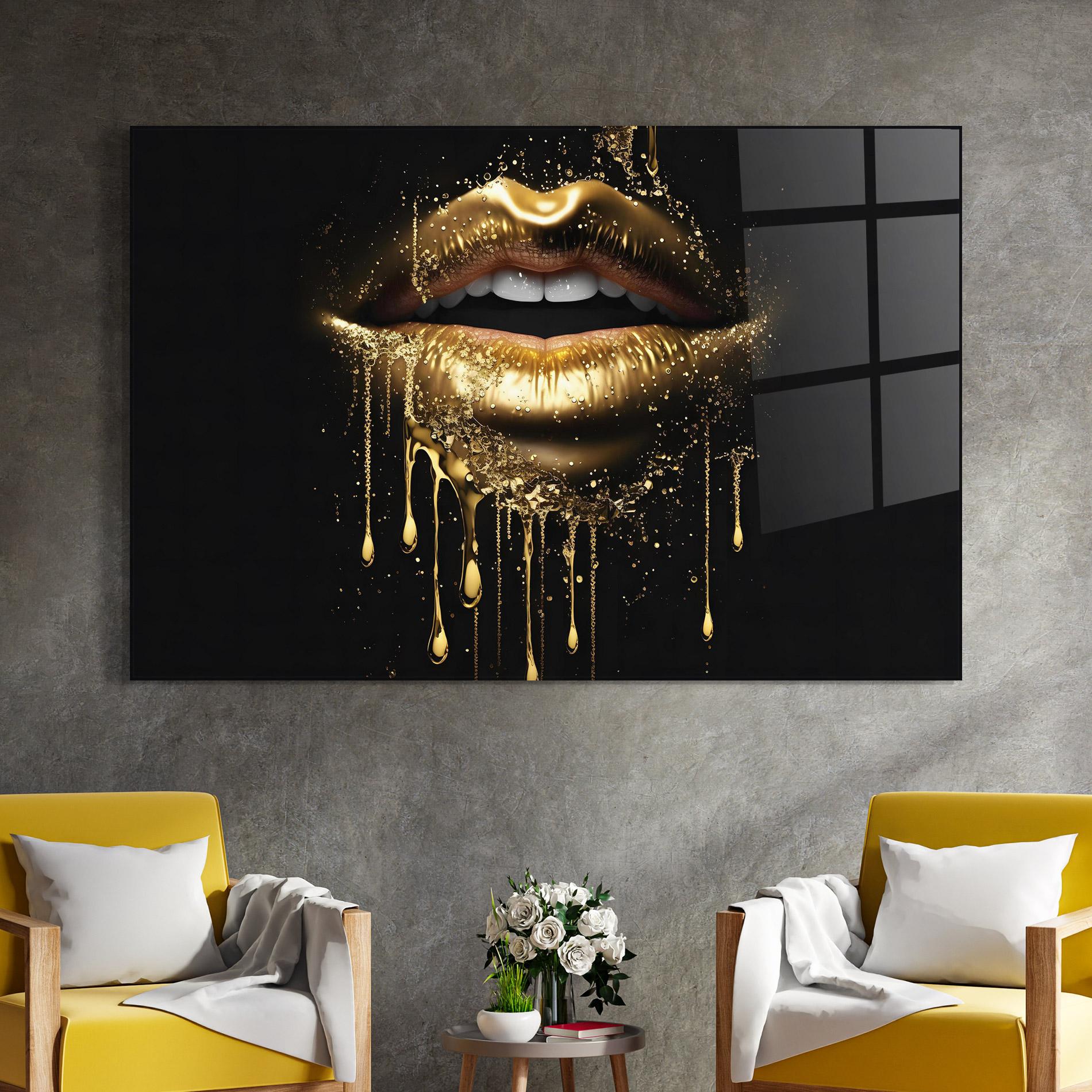 Üvegkép Golden Luxury Lips mockup 4