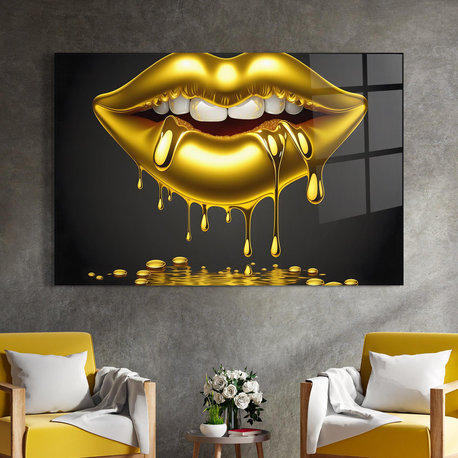 Üvegkép Pop Gold Lips mockup 4