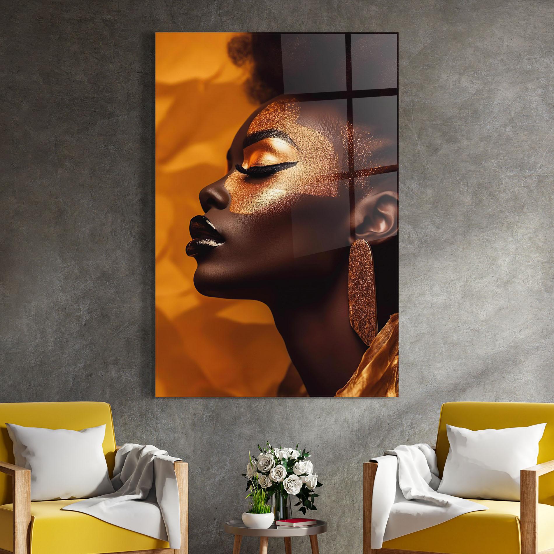 Üvegkép Fashion Gold Portrait mockup 4