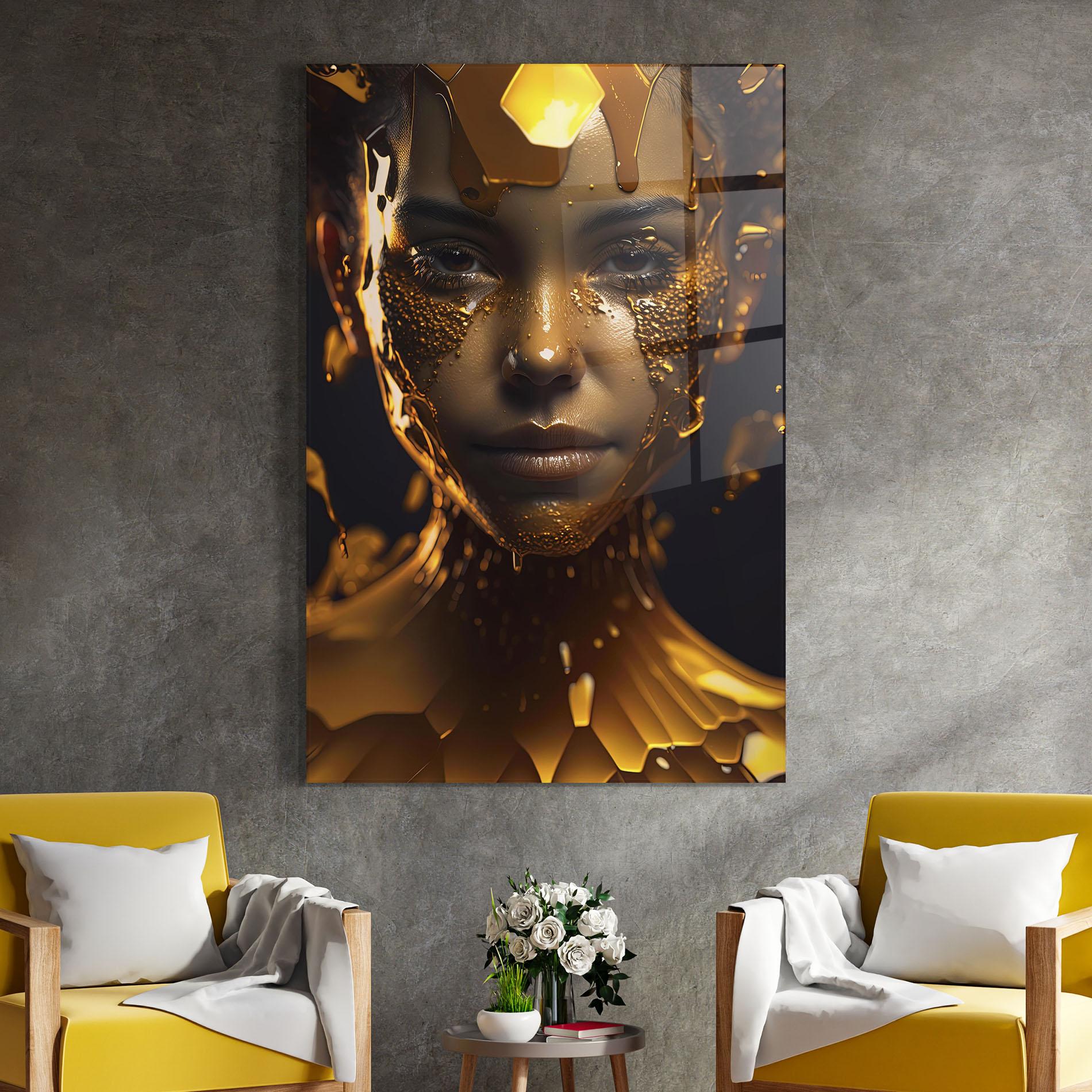 Üvegkép Gold Honeycomb Girl mockup 4