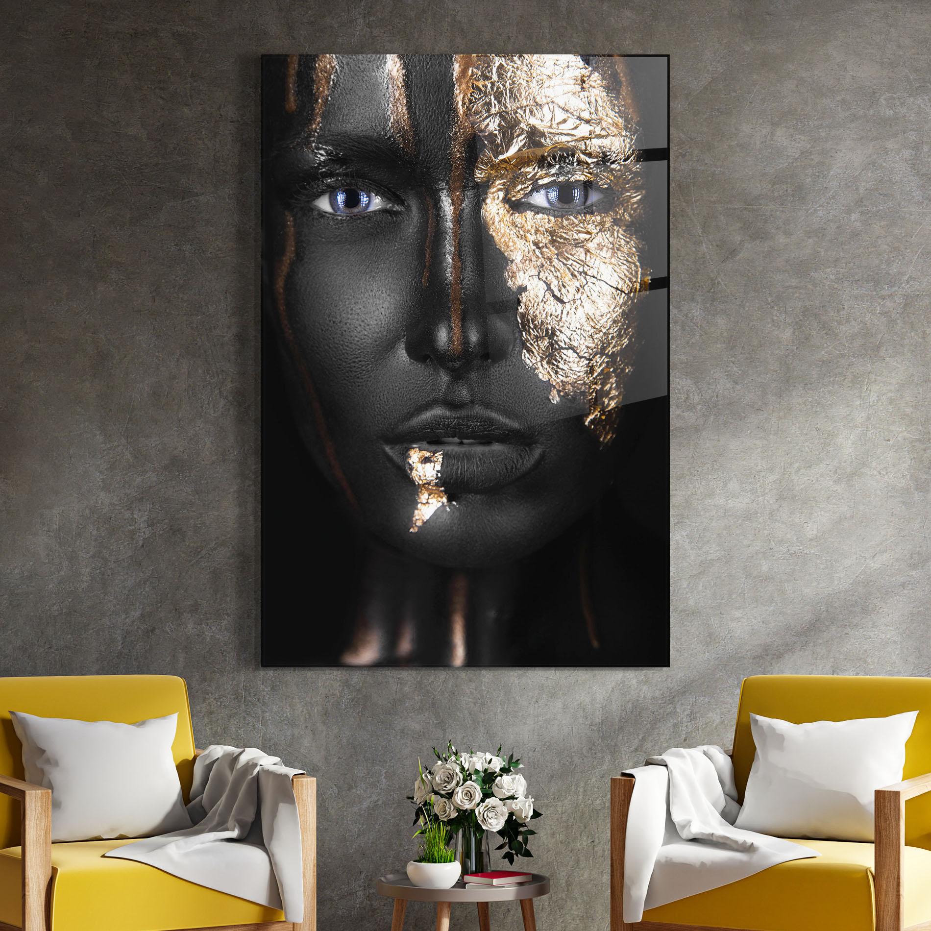 Üvegkép Golden Face mockup 4