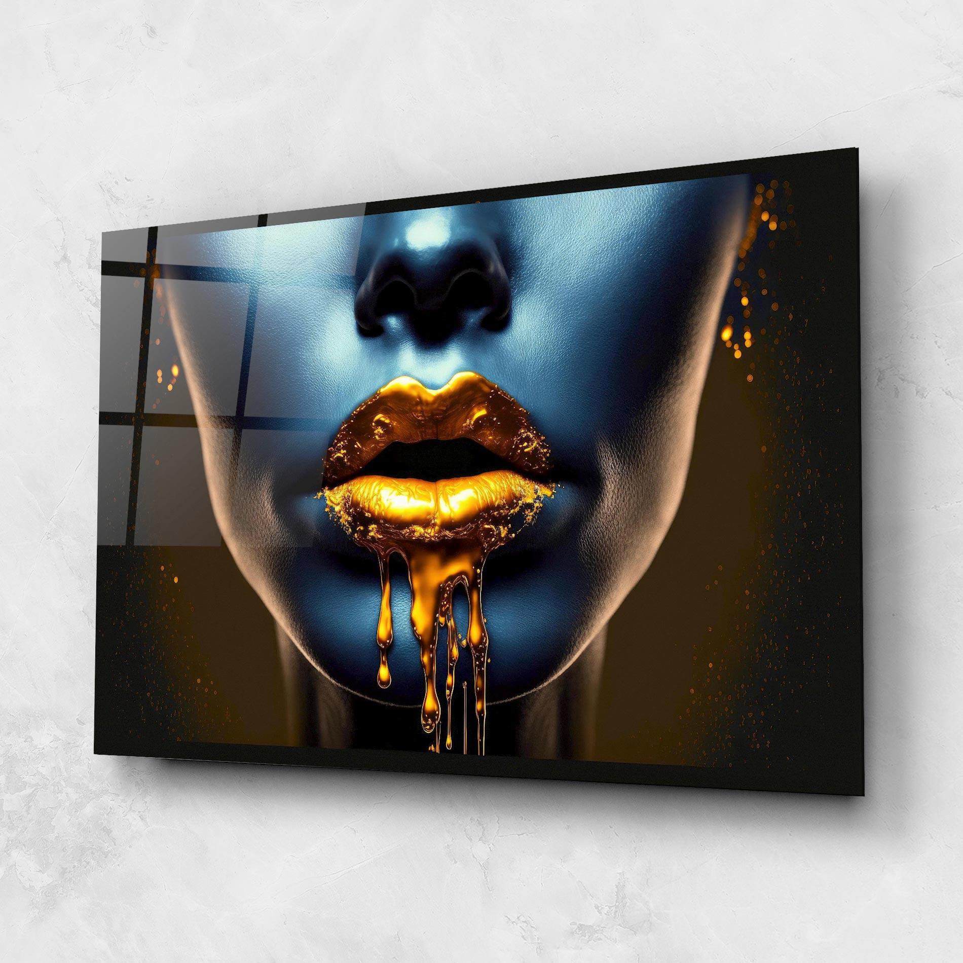 Üvegkép Gold Liquid Blue mockup 1