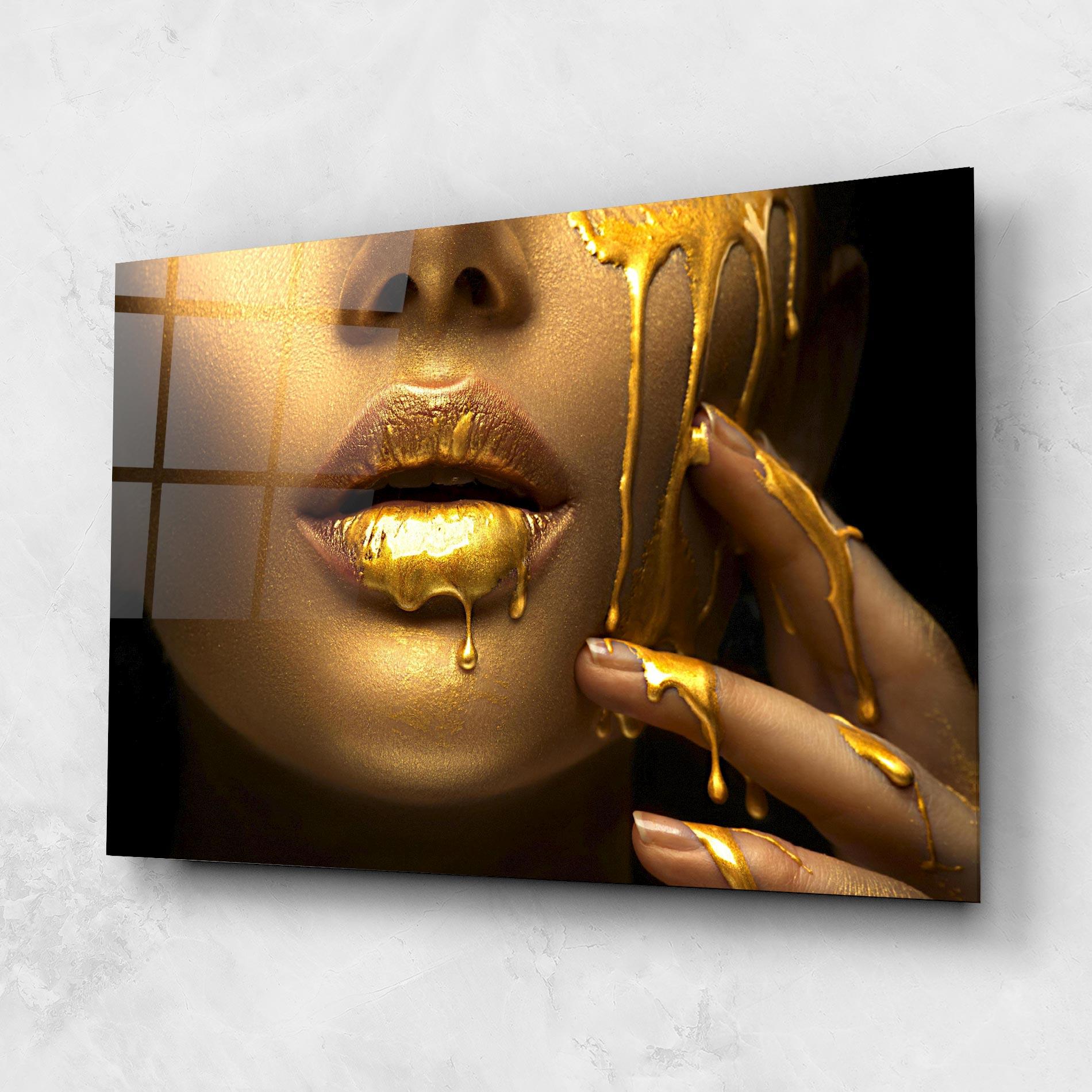 Üvegkép Golden Lips mockup 1