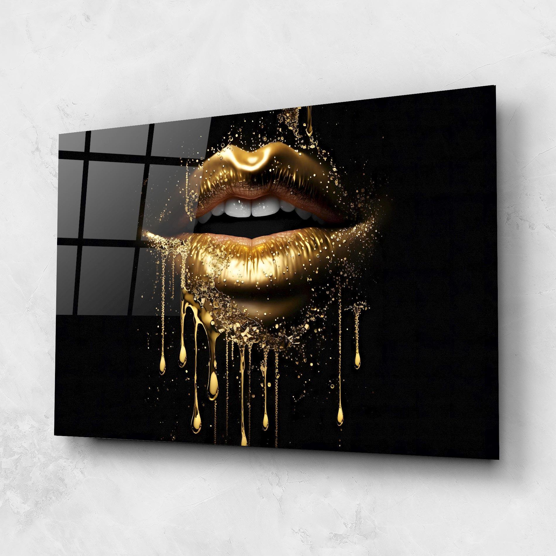 Üvegkép Golden Luxury Lips mockup 1
