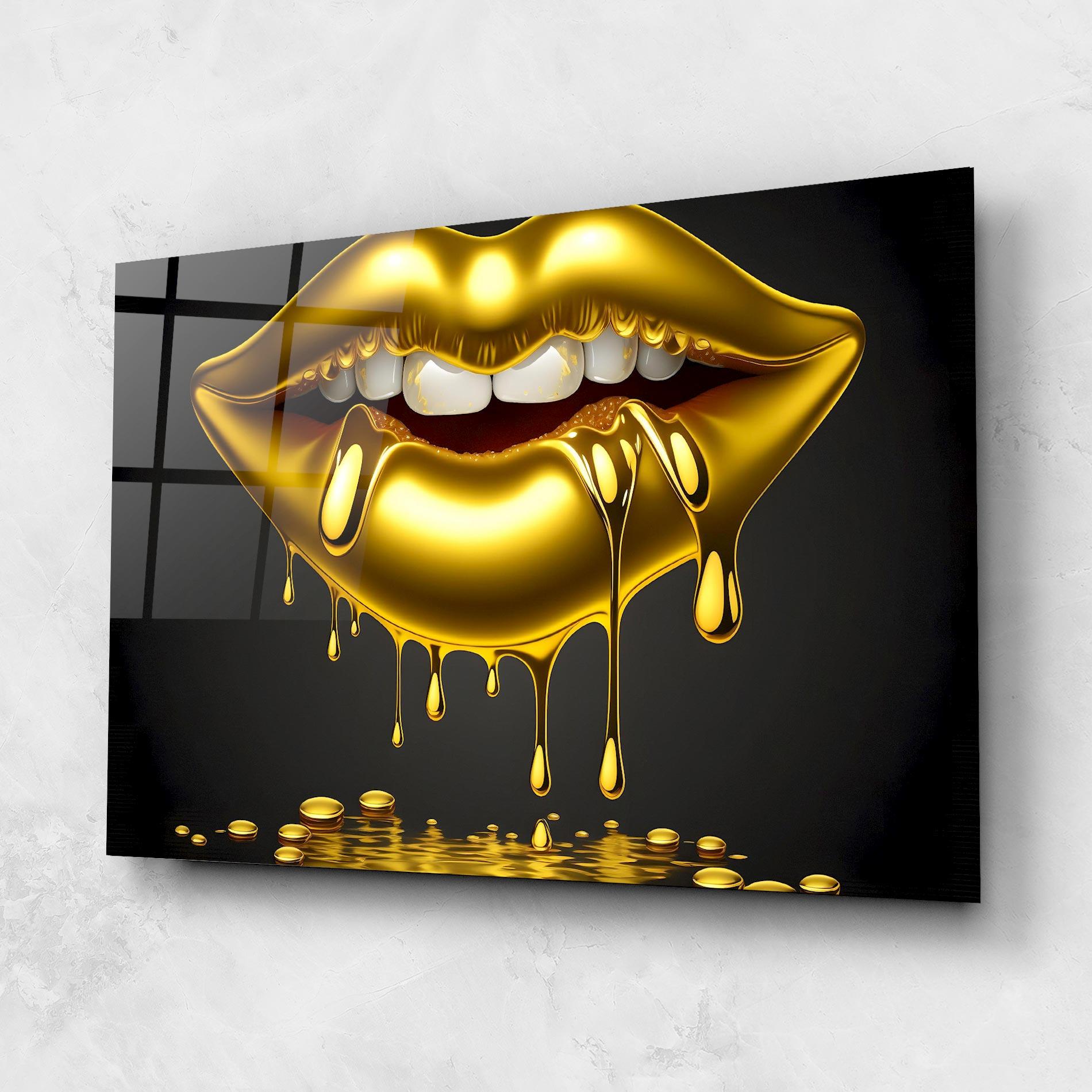 Üvegkép Pop Gold Lips mockup 1