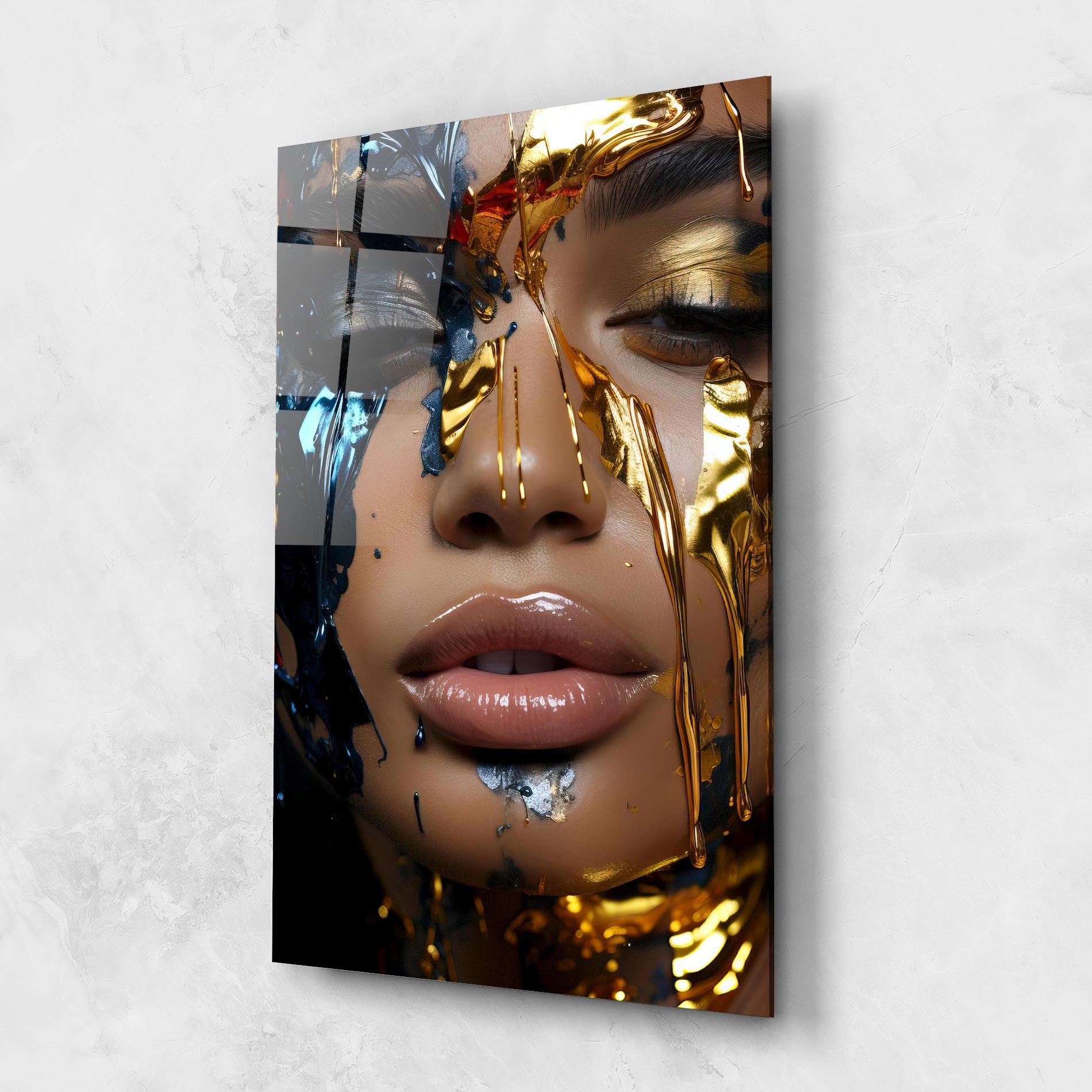 Üvegkép Blue Gold Paint Face mockup 1