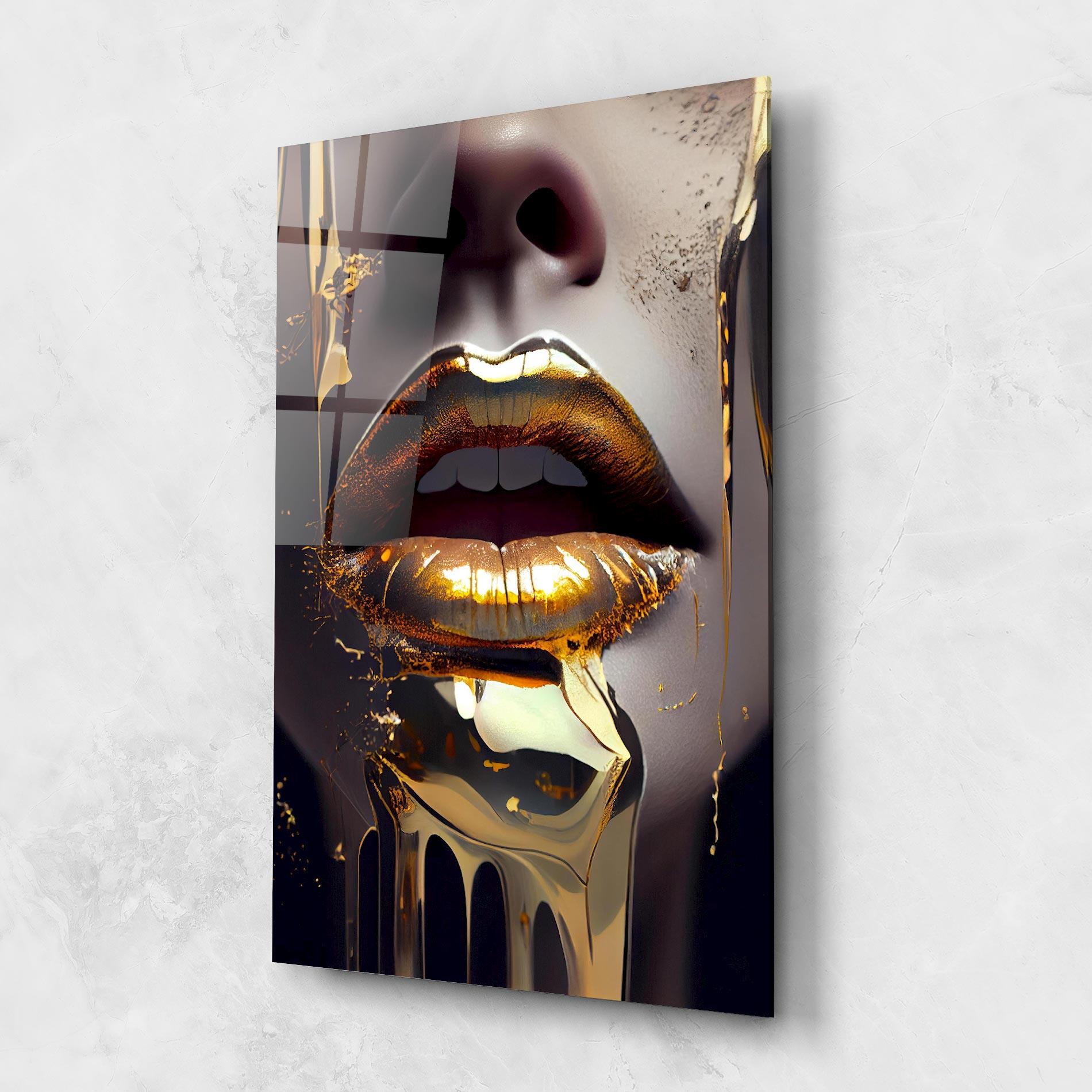Üvegkép Glamorous Gold Lips mockup 1