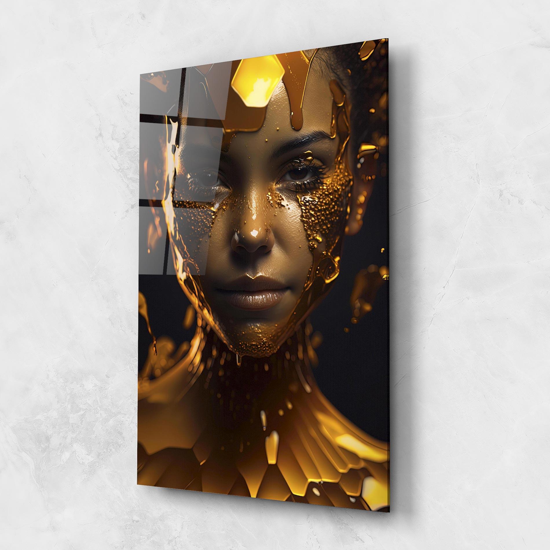 Üvegkép Gold Honeycomb Girl mockup 1