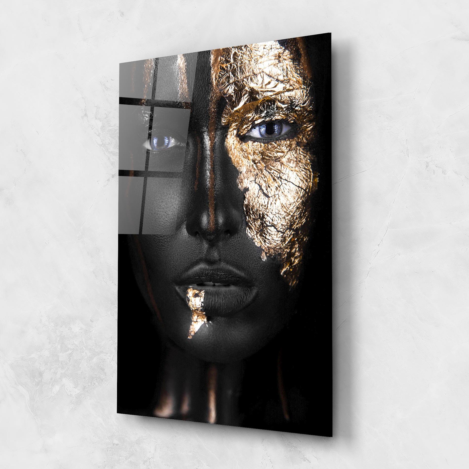 Üvegkép Golden Face mockup 1