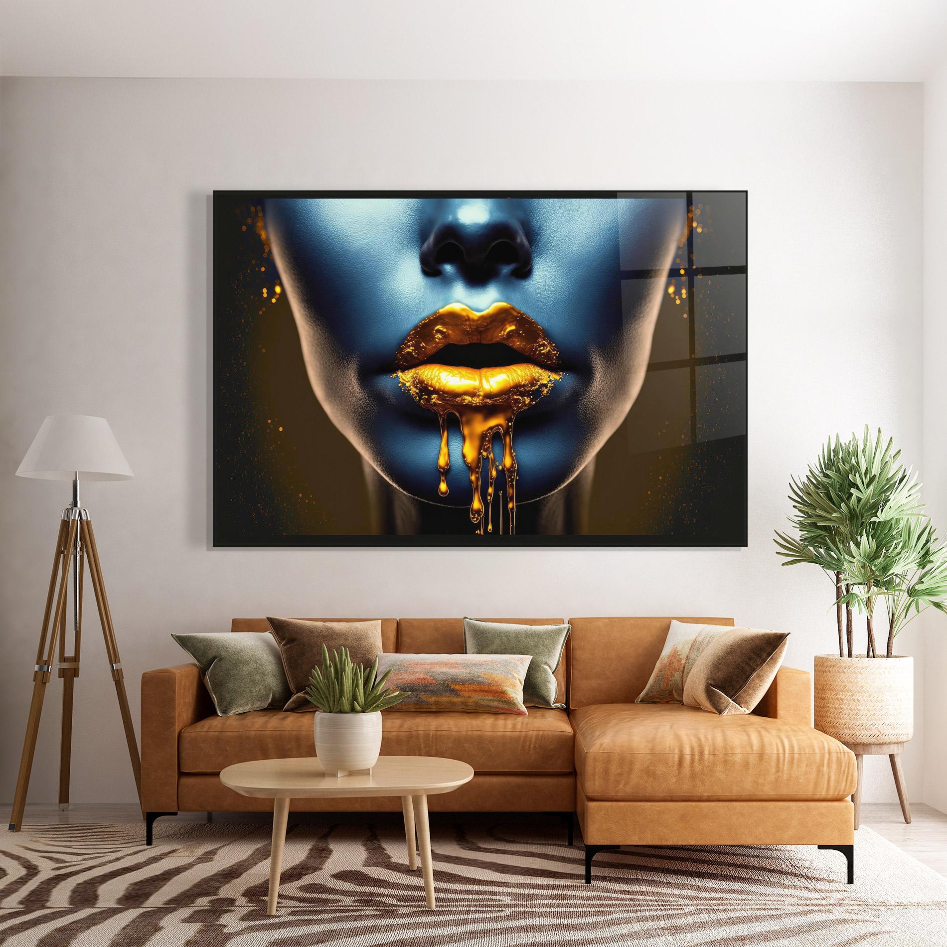 Üvegkép Gold Liquid Blue mockup 7