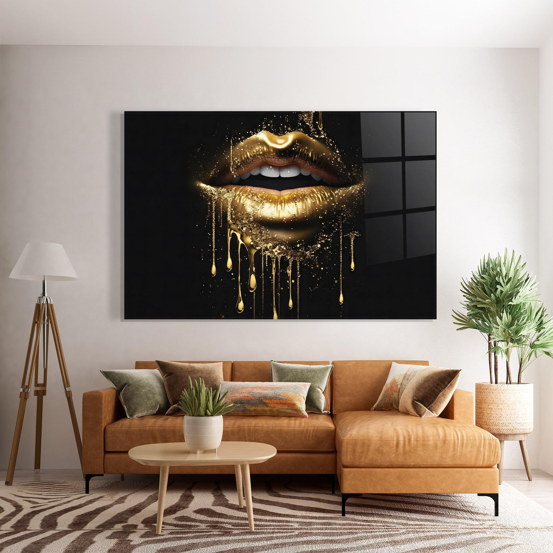 Üvegkép Golden Luxury Lips mockup 7