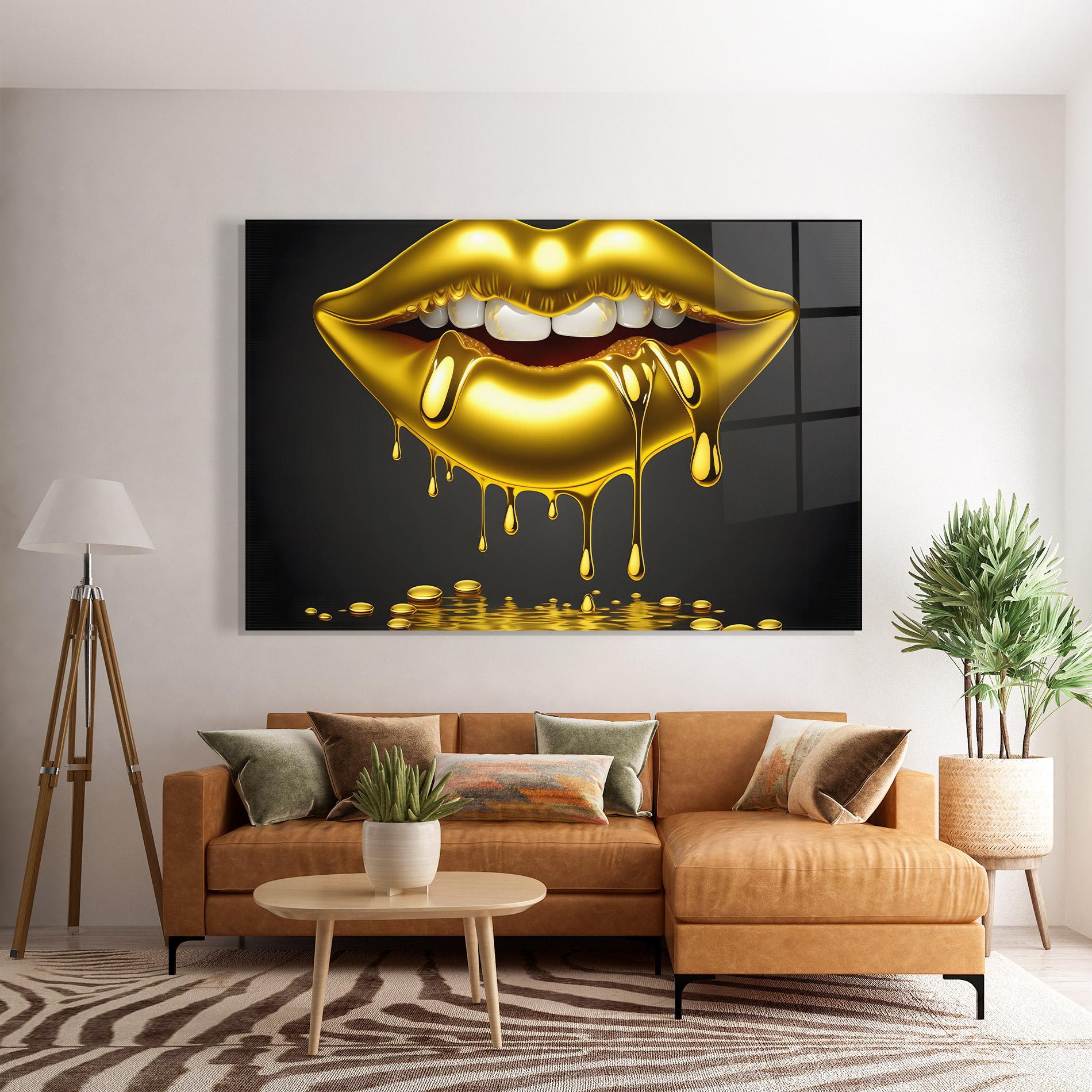 Üvegkép Pop Gold Lips mockup 7