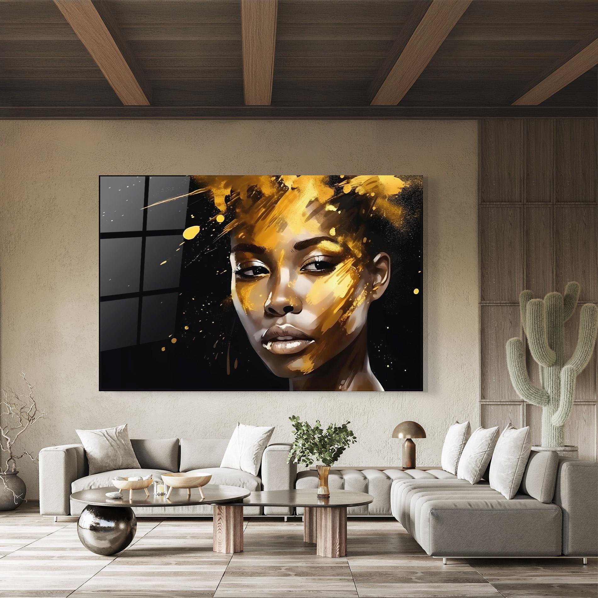 Üvegkép African Gold Woman mockup 8
