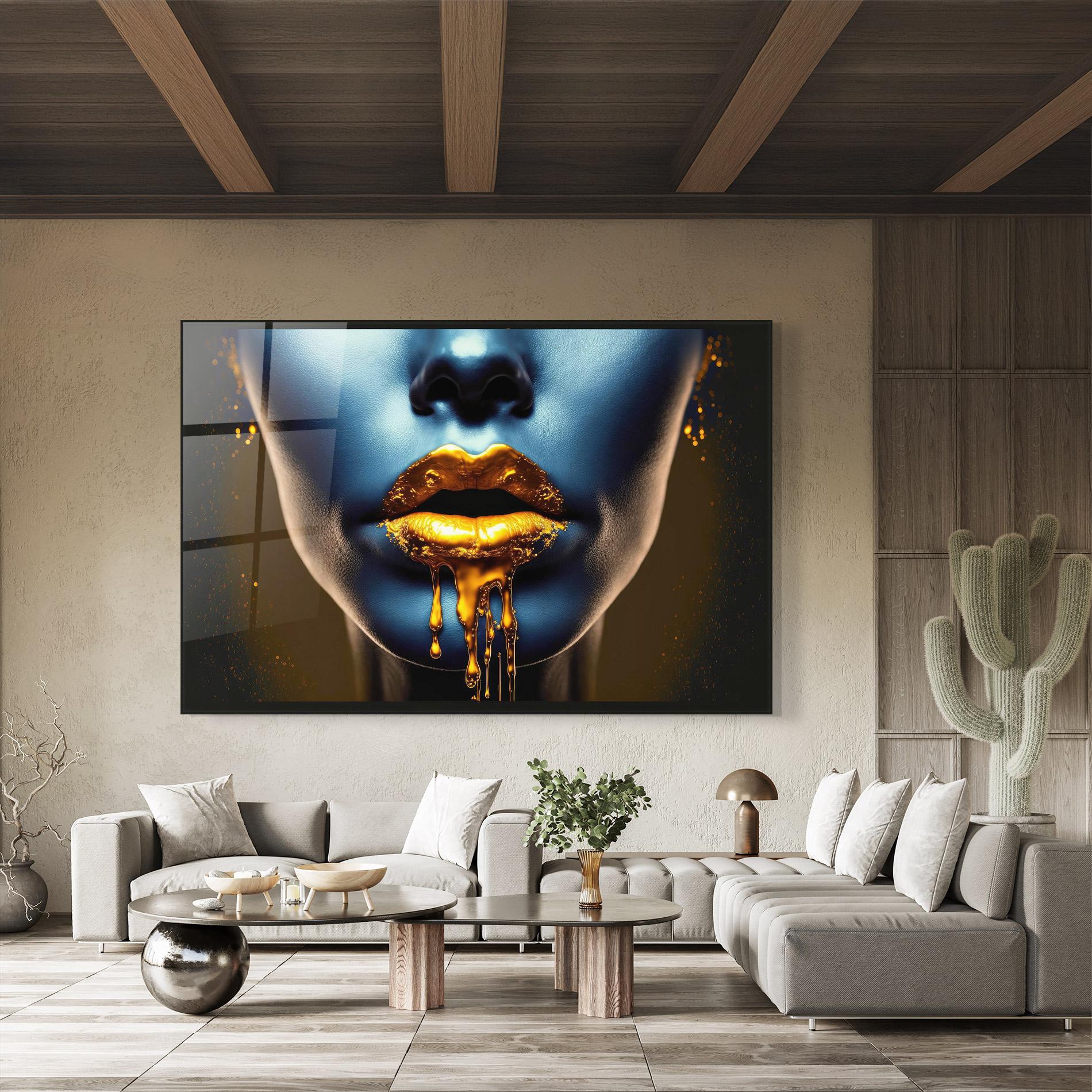 Üvegkép Gold Liquid Blue mockup 8