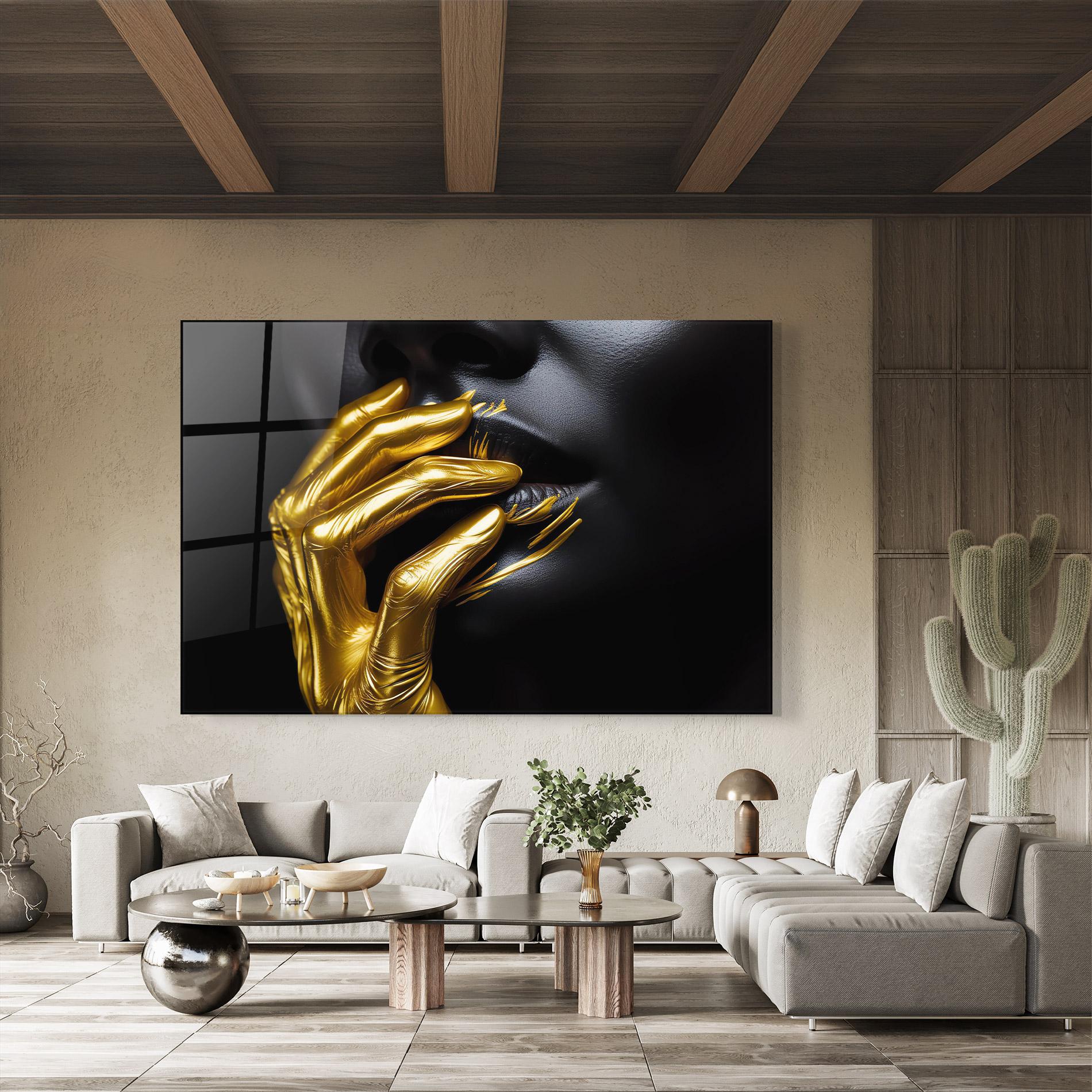 Üvegkép Gold Small Hand mockup 8