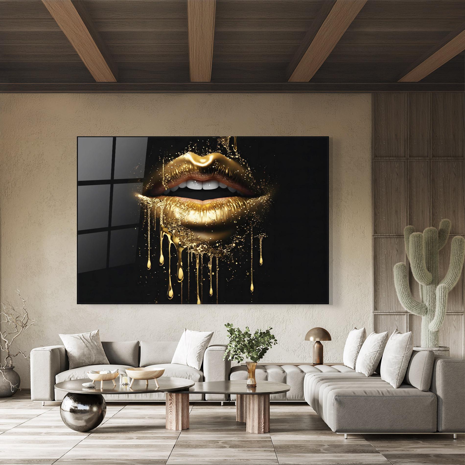 Üvegkép Golden Luxury Lips mockup 8