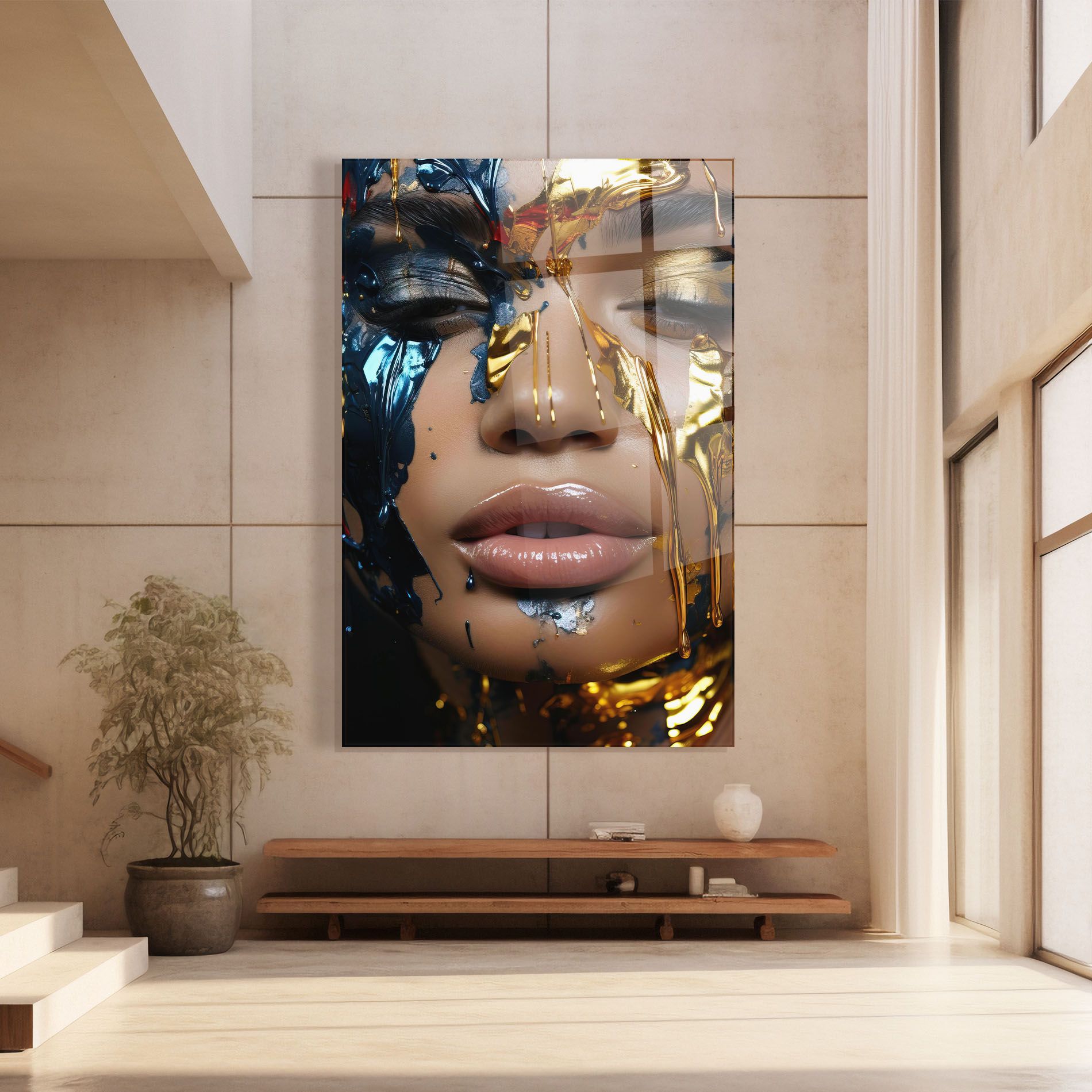 Blue Gold Paint Face mockup 8