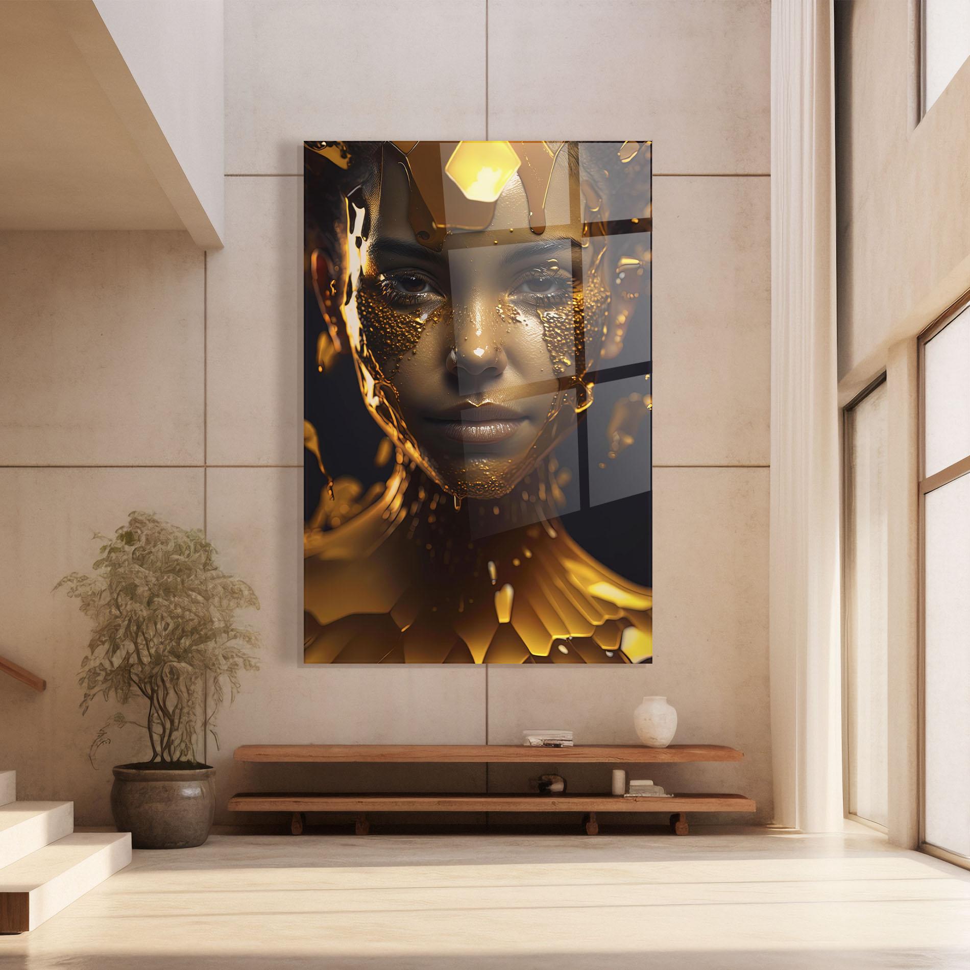 Üvegkép Gold Honeycomb Girl mockup 8