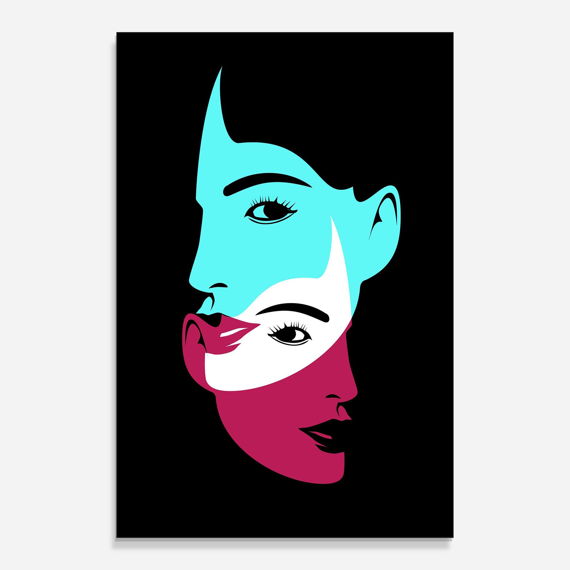 Üvegkép Blue Pink Women mockup 0