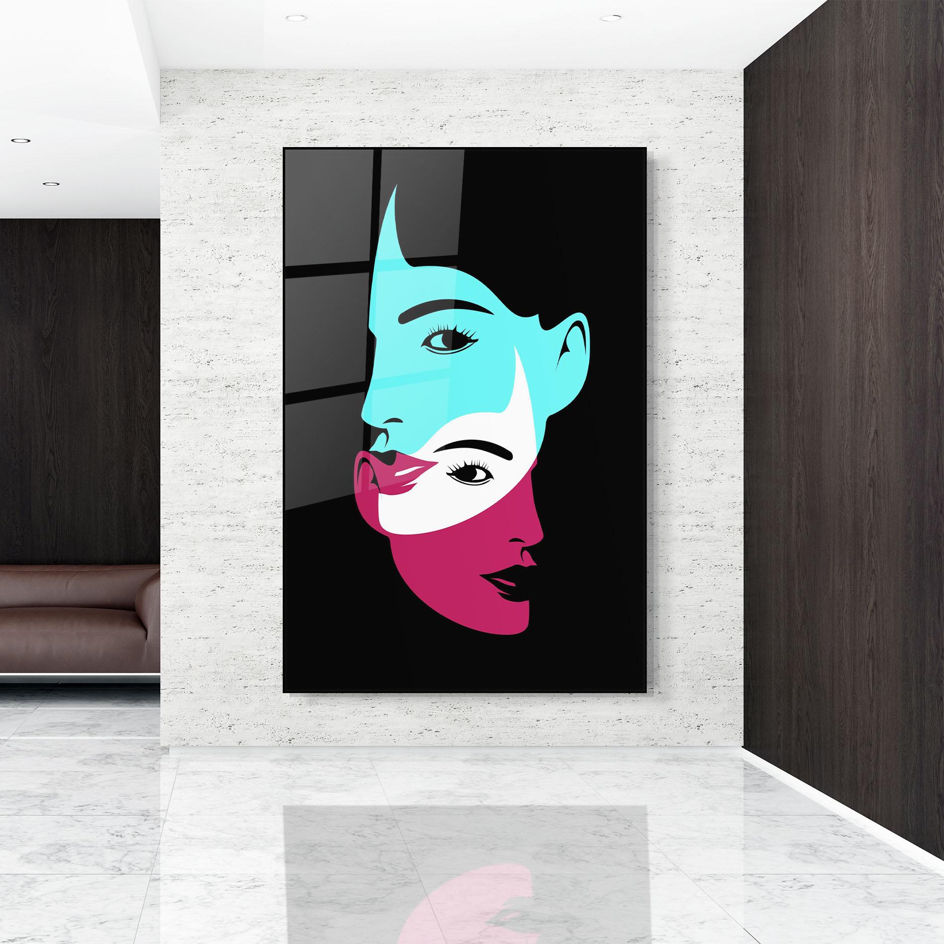 Üvegkép Blue Pink Women mockup 9