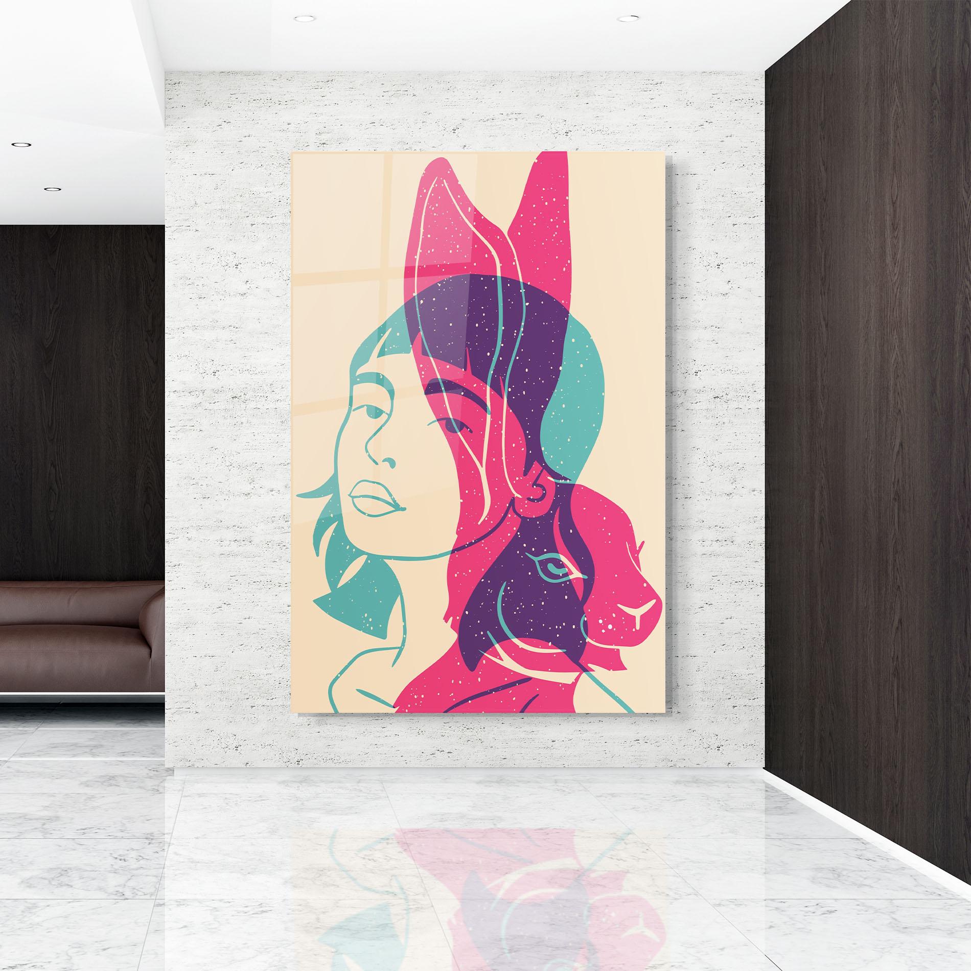 Üvegkép Girl Rabbit mockup 9