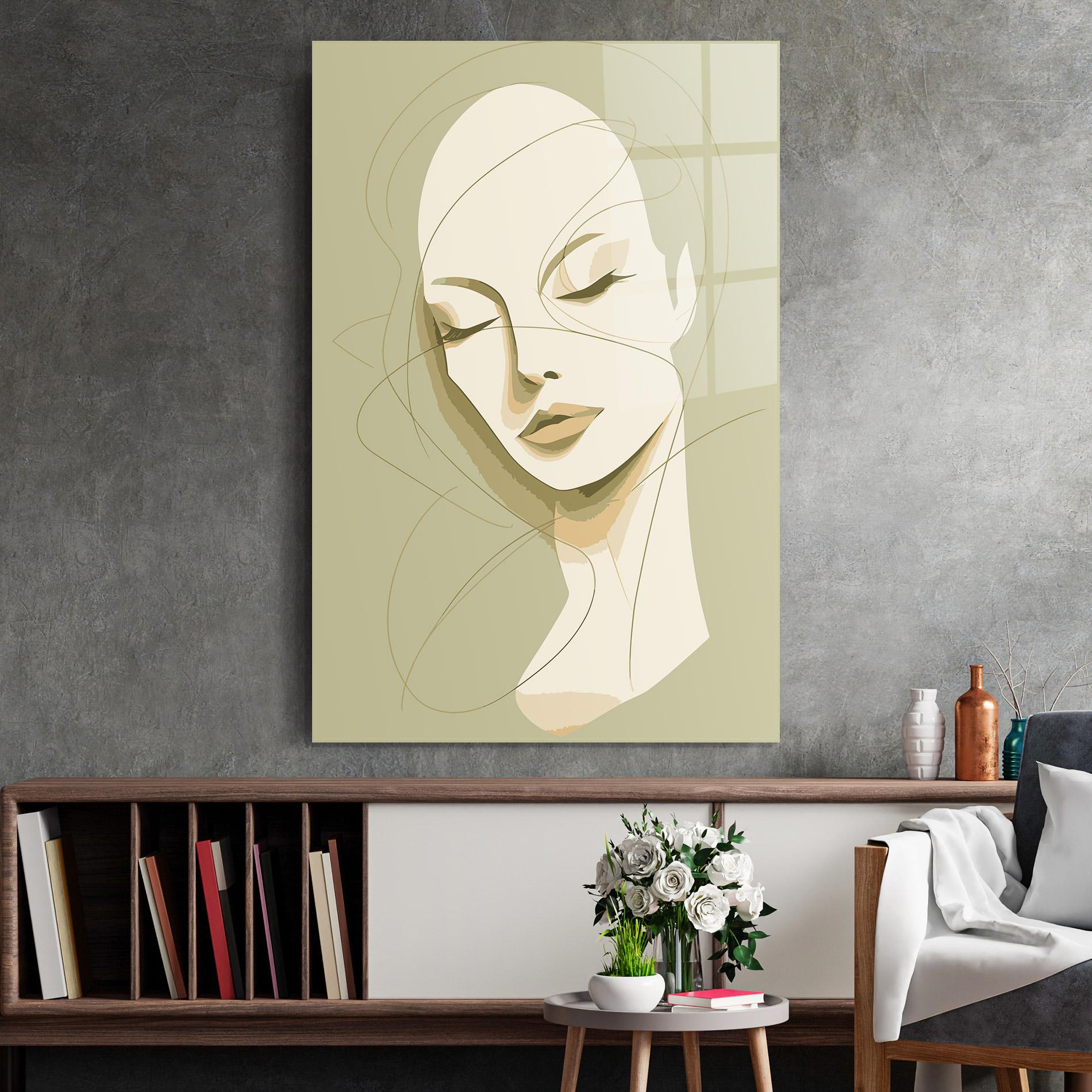 Üvegkép Cream Woman Head mockup 2