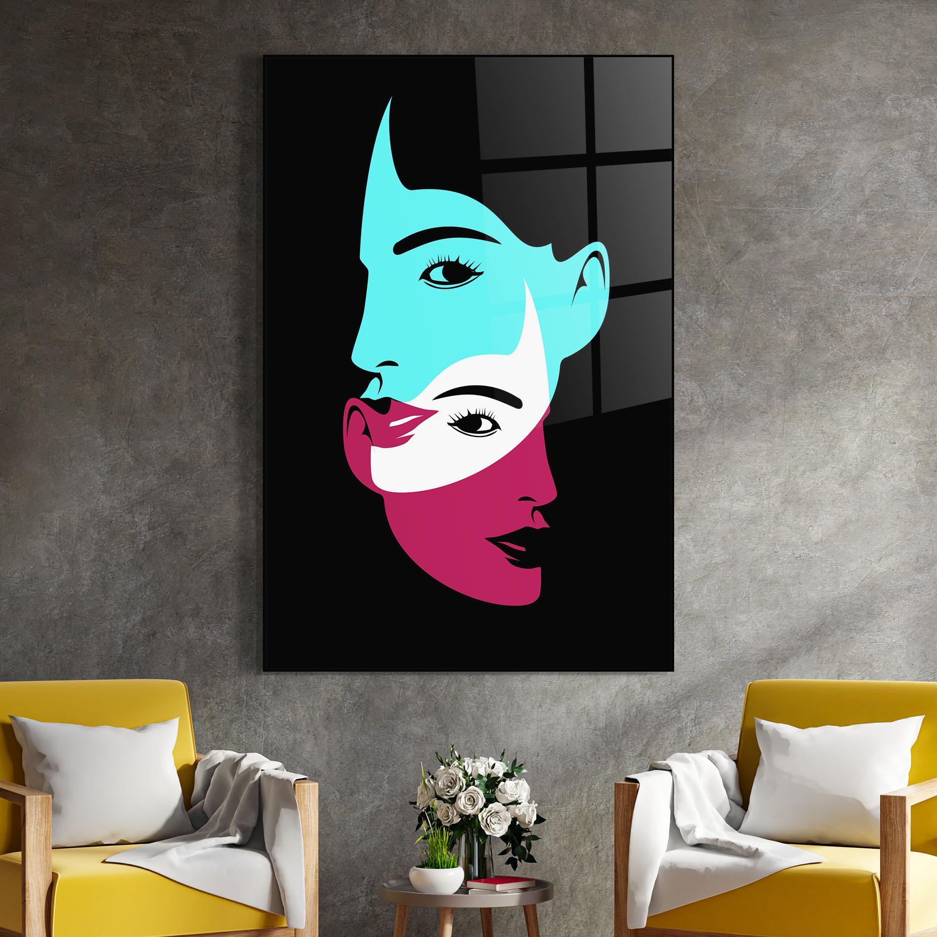 Üvegkép Blue Pink Women mockup 4