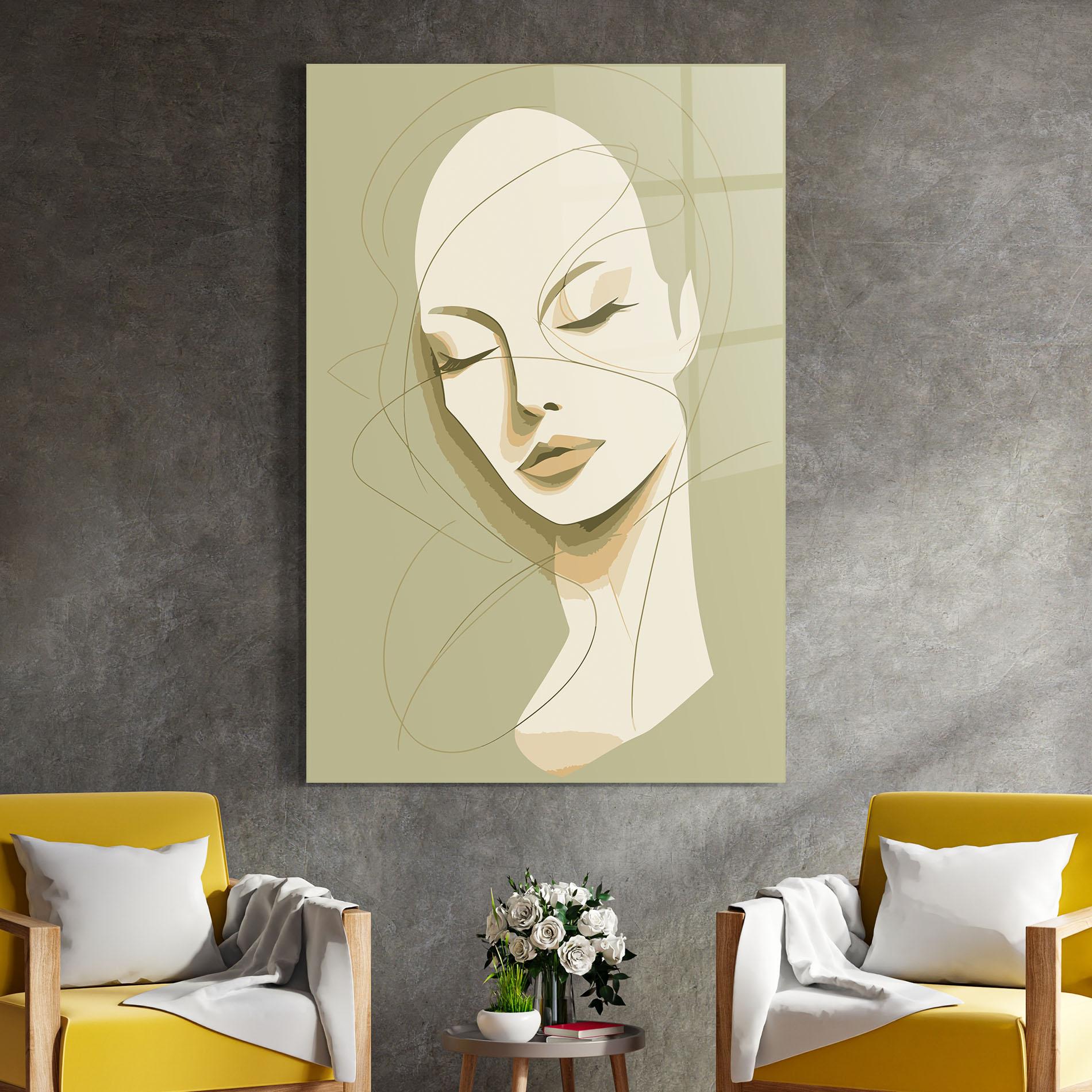 Üvegkép Cream Woman Head mockup 4